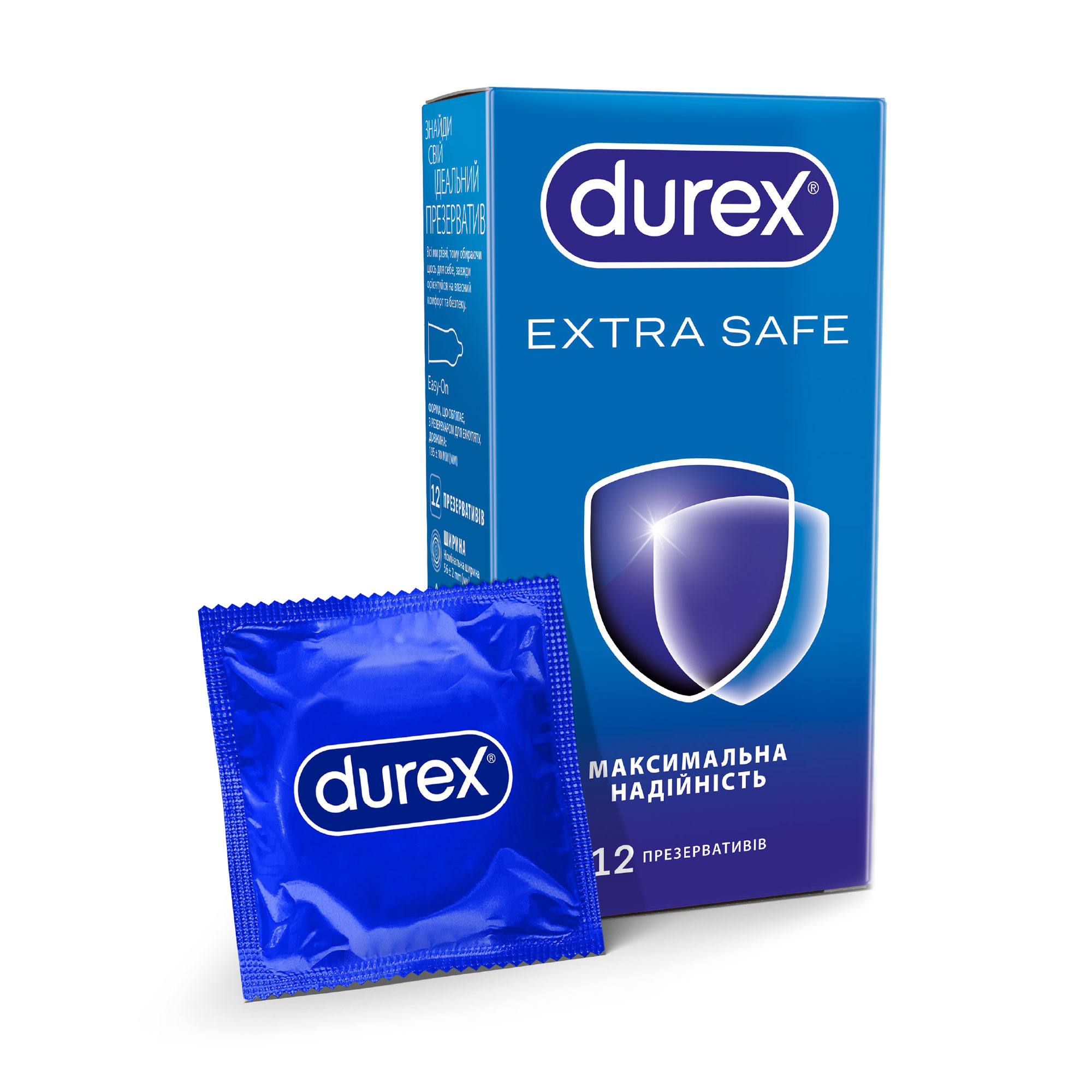 

Презервативи латексні з силіконовою змазкою Durex Extra Safe максимальна надійність, 12 шт