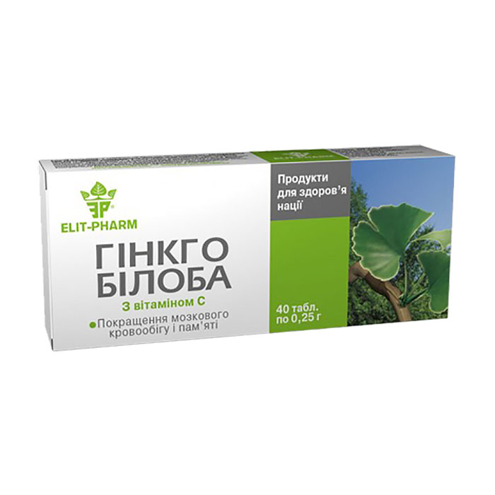 

Гінкго білоба Elit-Pharm з вiтaміном С, 40 таблеток
