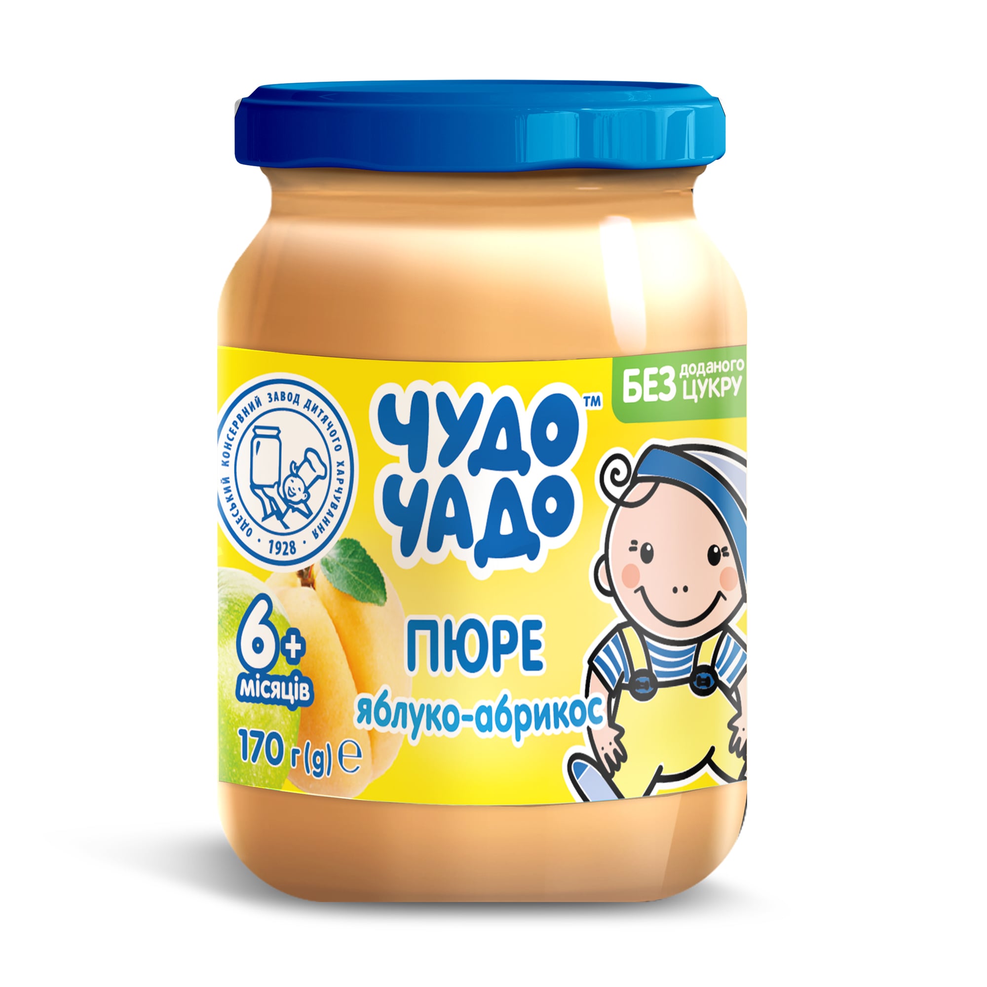 

Дитяче фруктове пюре Чудо-Чадо Яблуко та абрикос, без цукру, від 6 місяців, 170 г