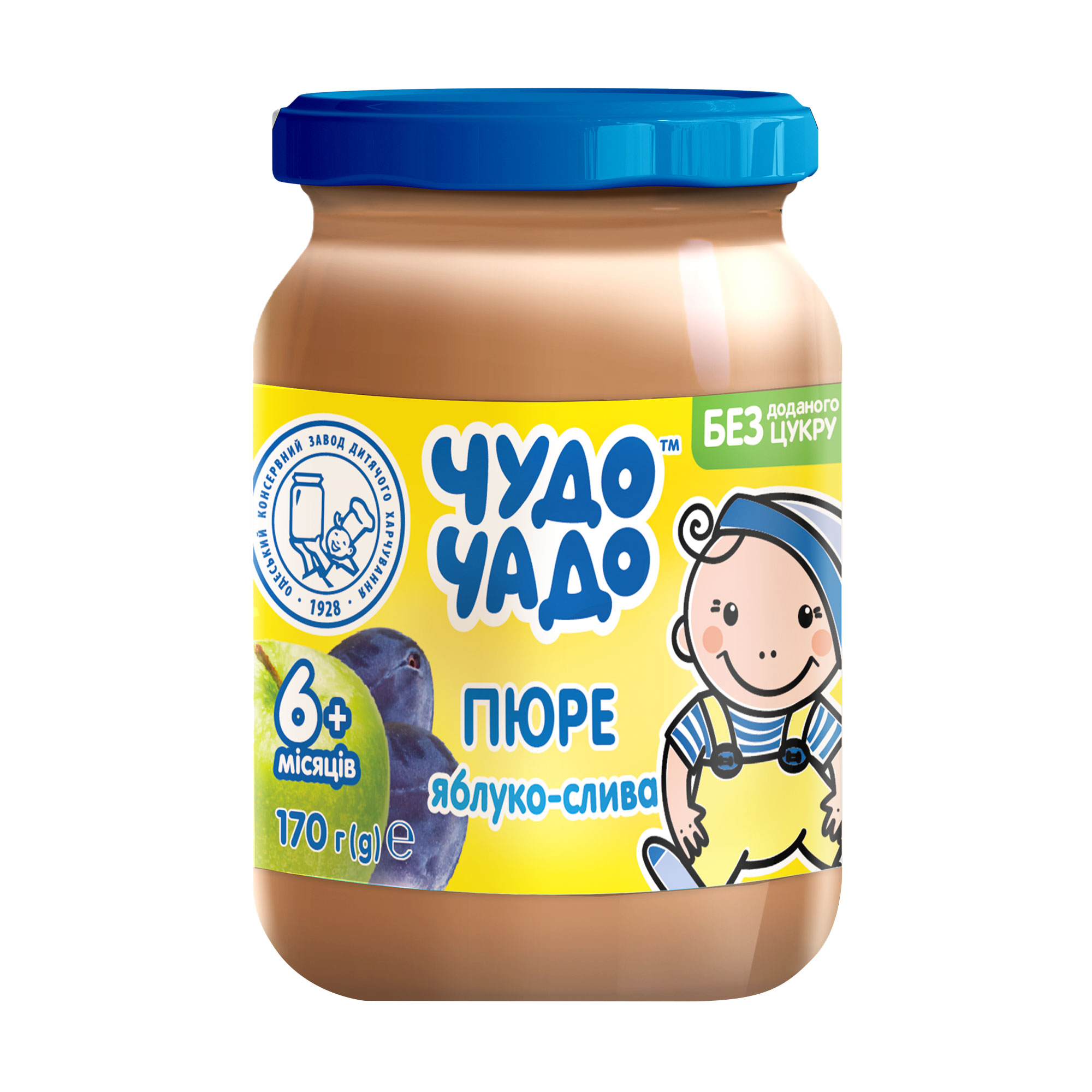 

Дитяче фруктове пюре Чудо-чадо Яблуко та слива, без цукру, від 6 місяців, 170 г