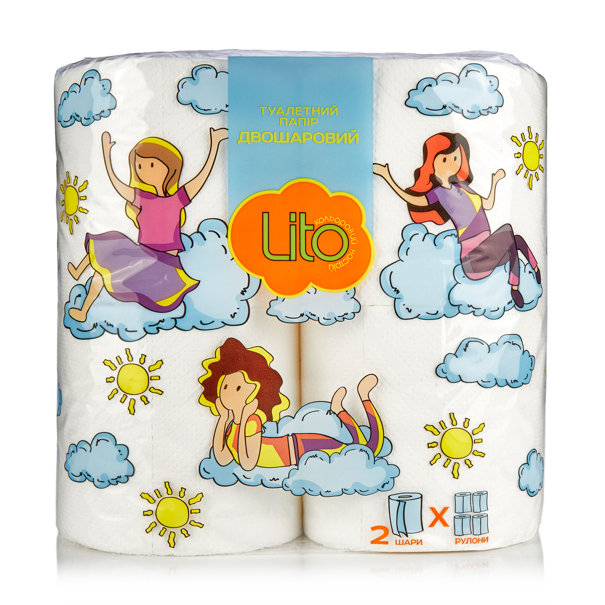

Уцінка! Туалетний папір Lito білий, 2-шаровий, 150 відривів, 4 рулони