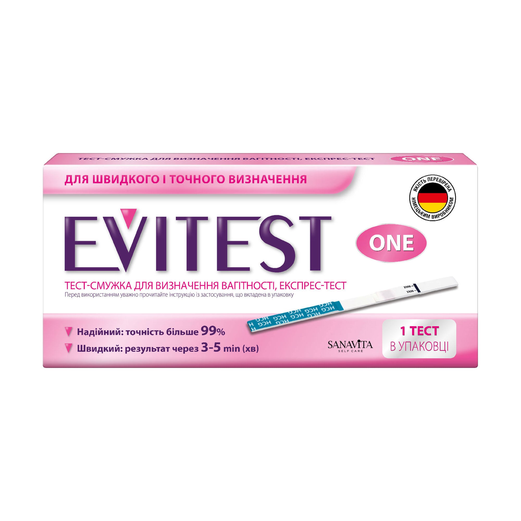 

Експрес-тест для визначення вагітності EVITEST One, 1 шт