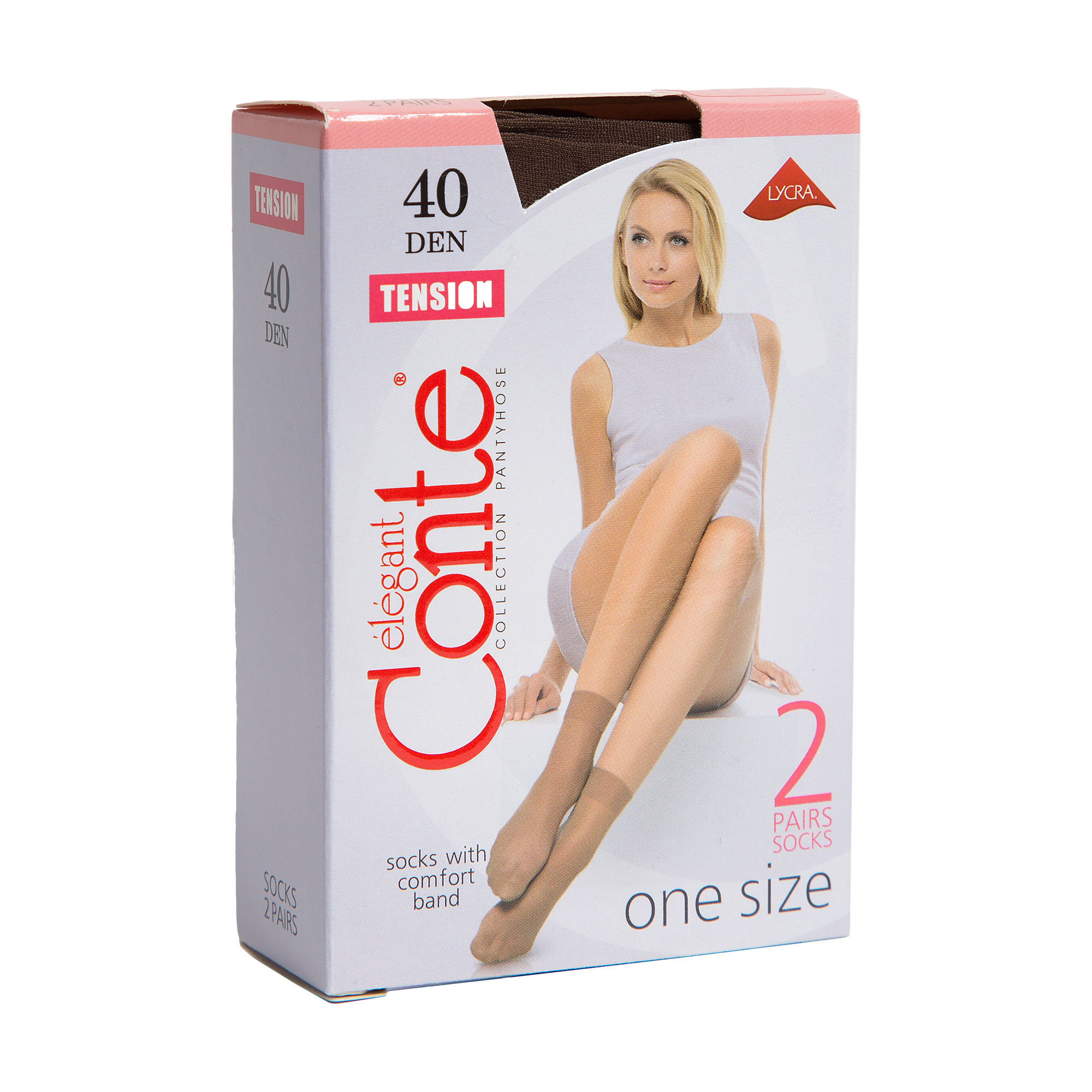 

Шкарпетки жіночі фантазійні Conte elegant Tension 40 DEN, Shade, 2 пари