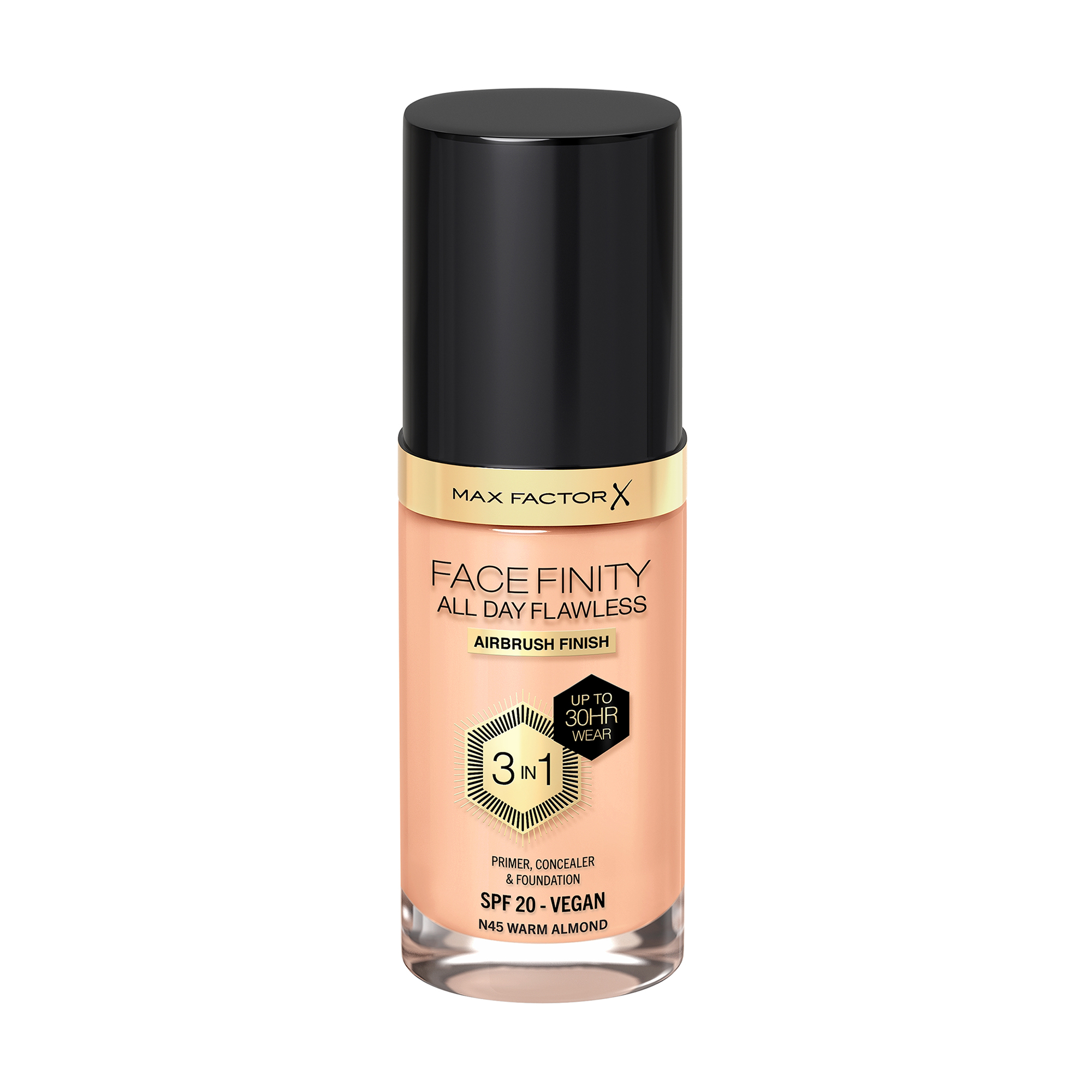 

Тональна основа для обличчя Max Factor Facefinity All Day Flawless 3-In-1 Foundation SPF 20, 45 Warm Almond, 30 мл