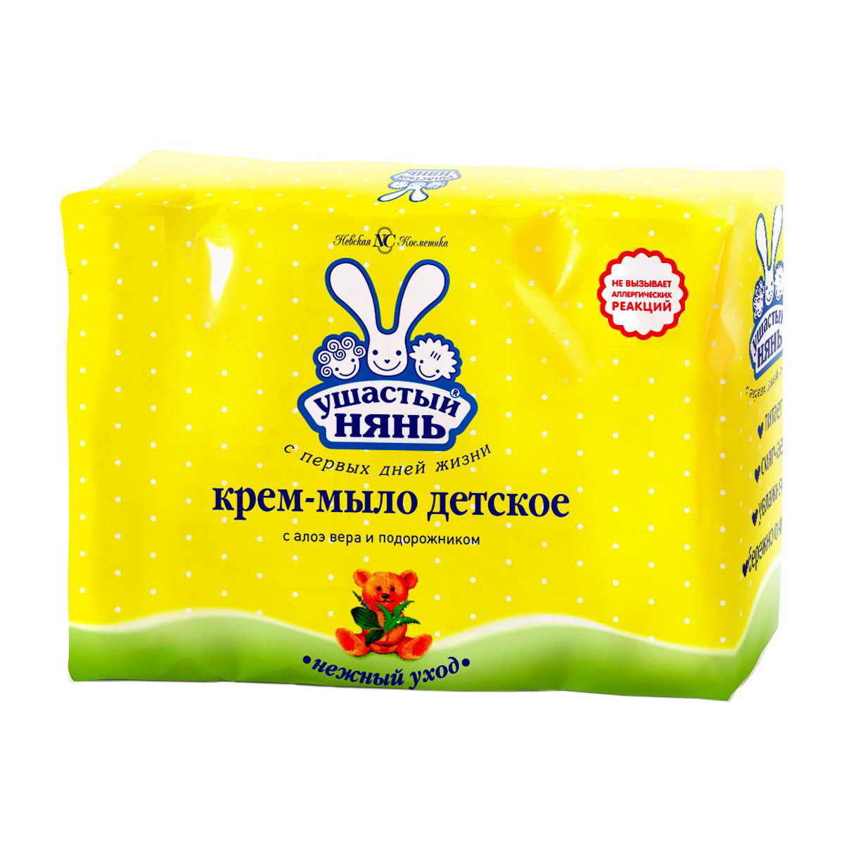 

Дитяче крем-мило Ушастый нянь з алое вера та подорожником, 4*100 г