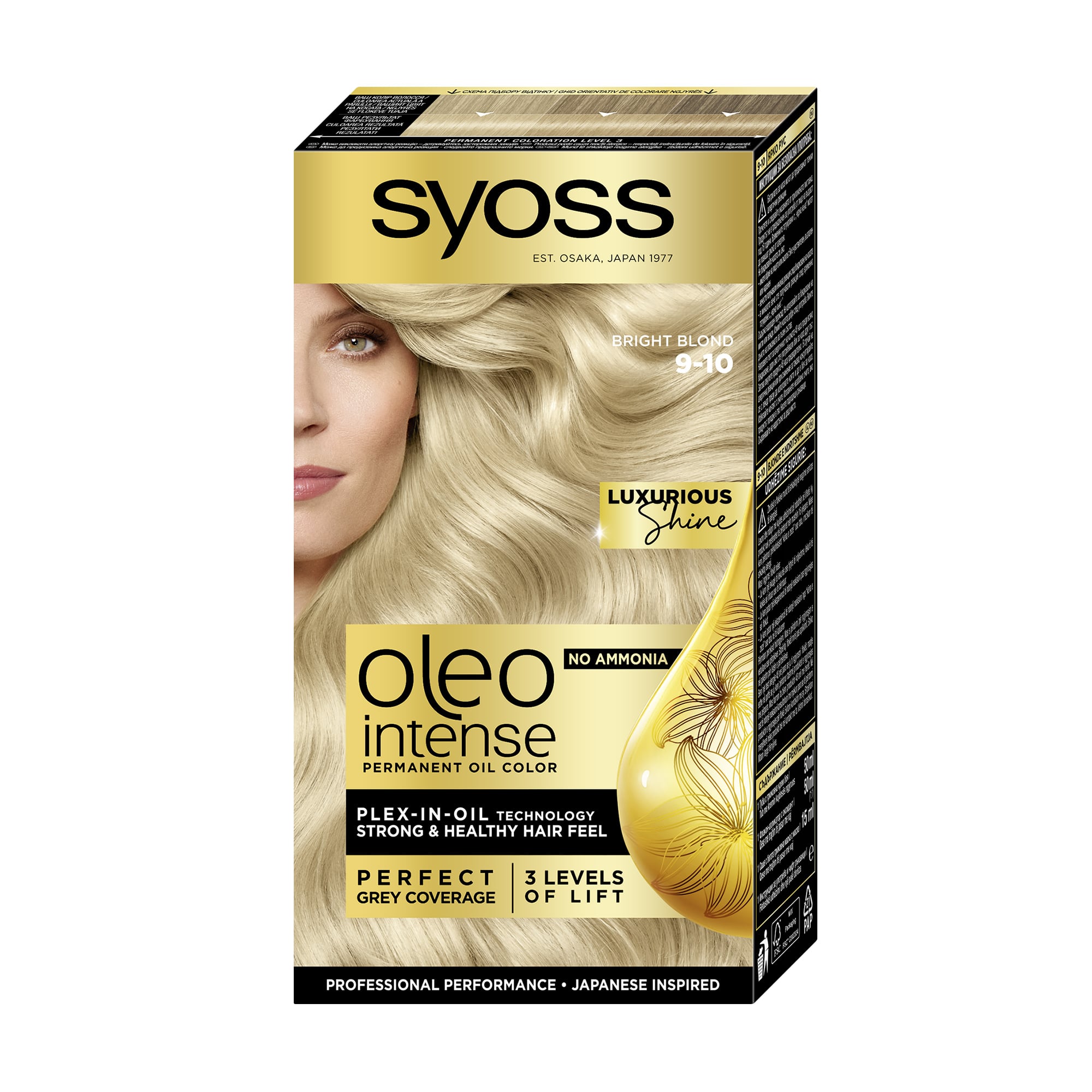 

Безаміачна стійка фарба для волосся SYOSS Oleo Intense з олією-активатором 9-10 Яскравий блонд, 115 мл