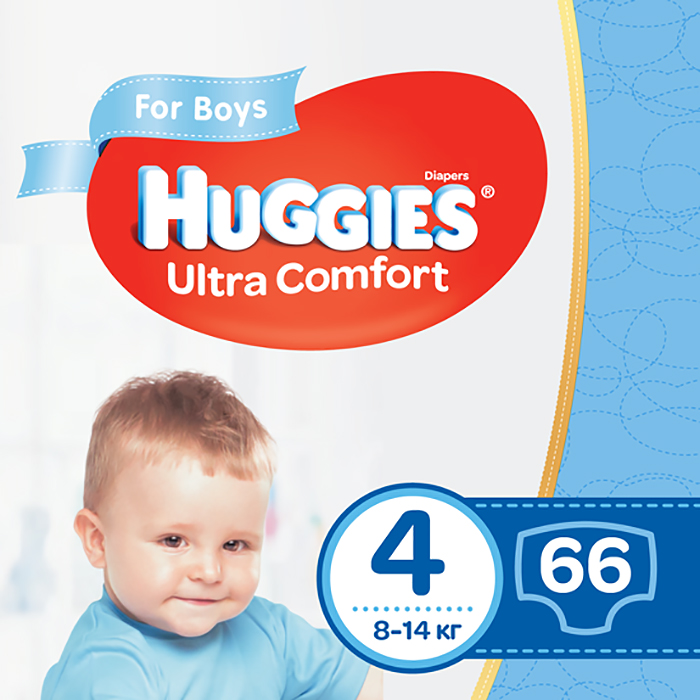 

Підгузки Huggies Ultra Comfort для хлопчиків, розмір 4 (8-14 кг), 66 шт