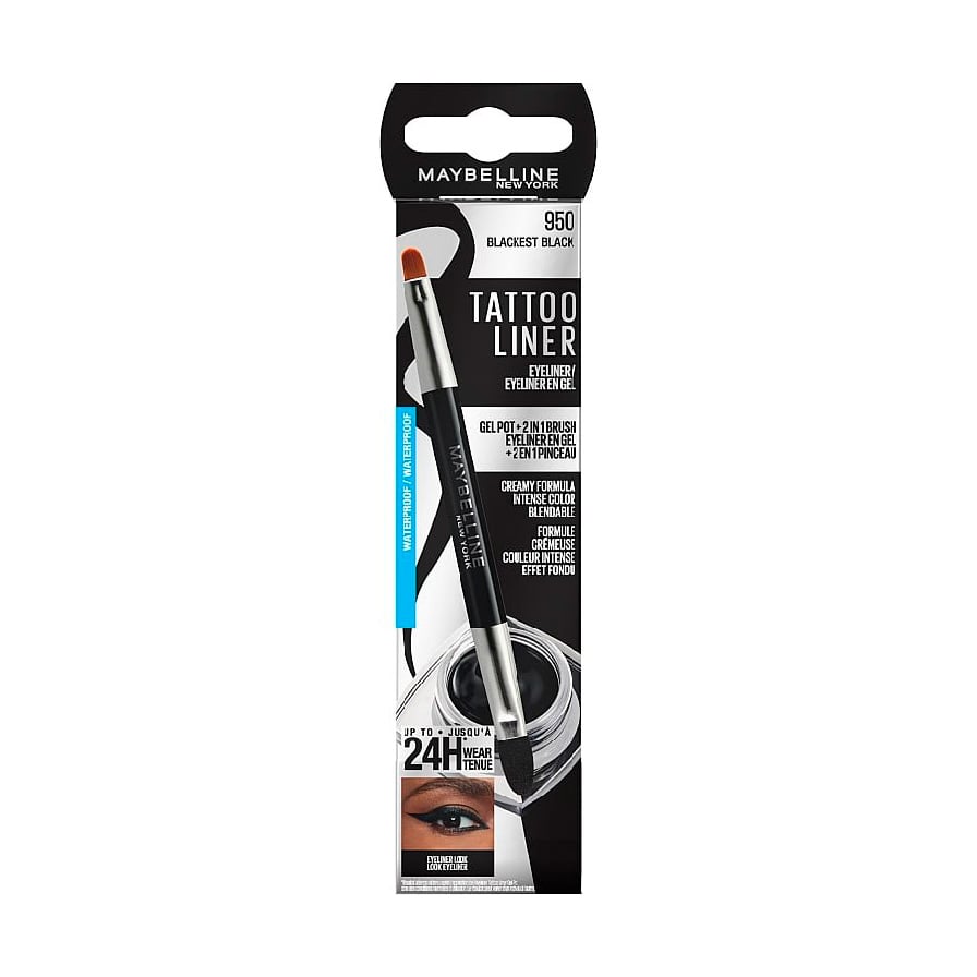 

Стійка гелева підводка для повік зі щіточкою Maybelline New York Tattoo Liner чорна, 3 г