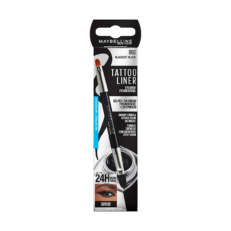 

Стійка гелева підводка для повік зі щіточкою Maybelline New York Tattoo Liner чорна, 3 г