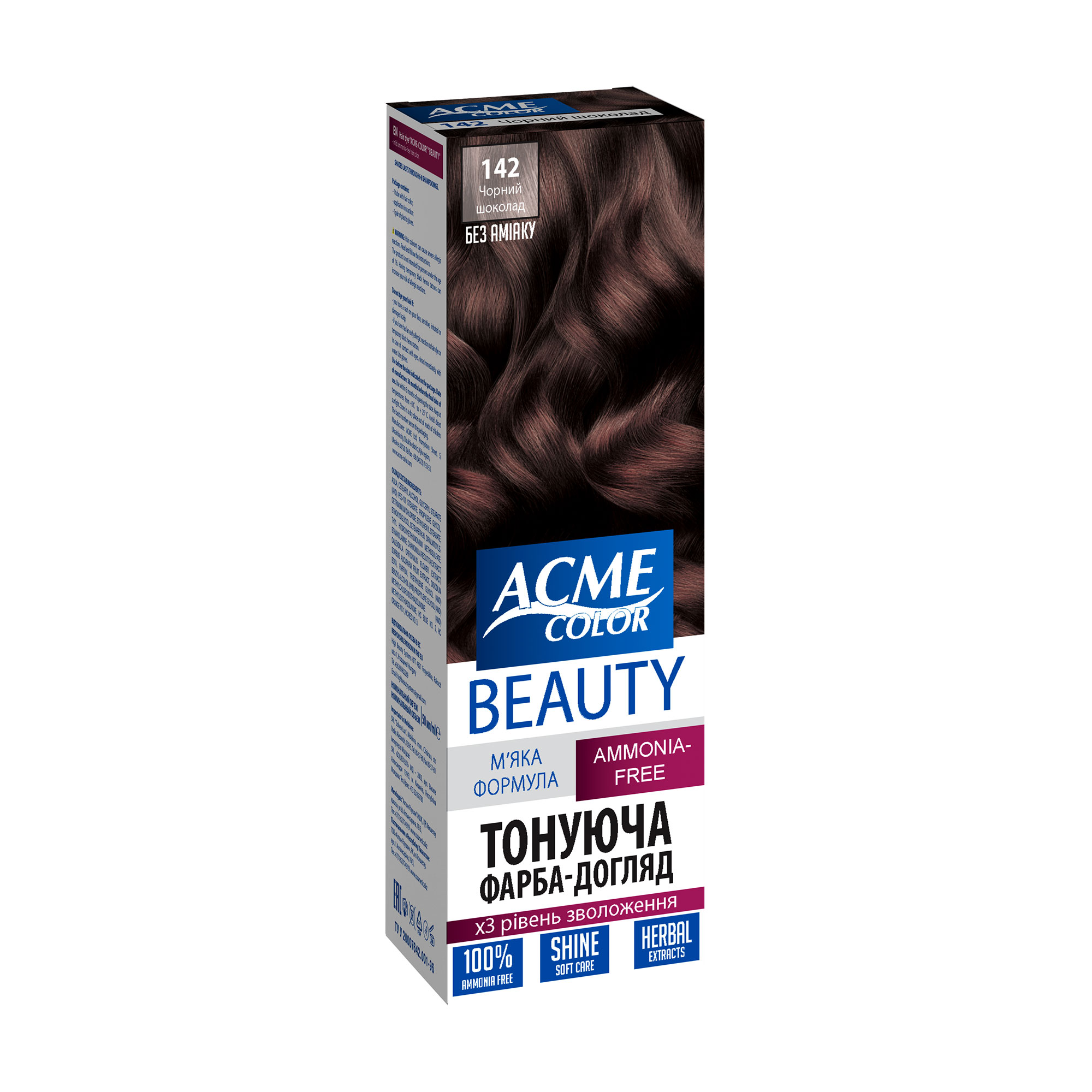 

Уцінка! Безаміачна тонувальна фарба для волосся Acme Color Beauty 142 Чорний шоколад, 50 мл