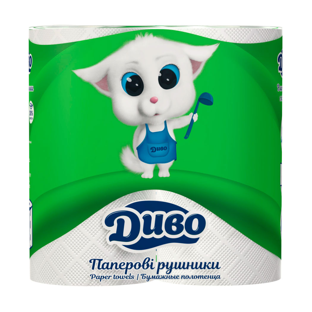 

Уцінка! Паперові рушники Диво 2-шарові, 2 рулони