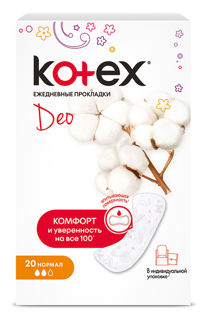 

Прокладки щоденні Kotex deo normal, 20 шт.