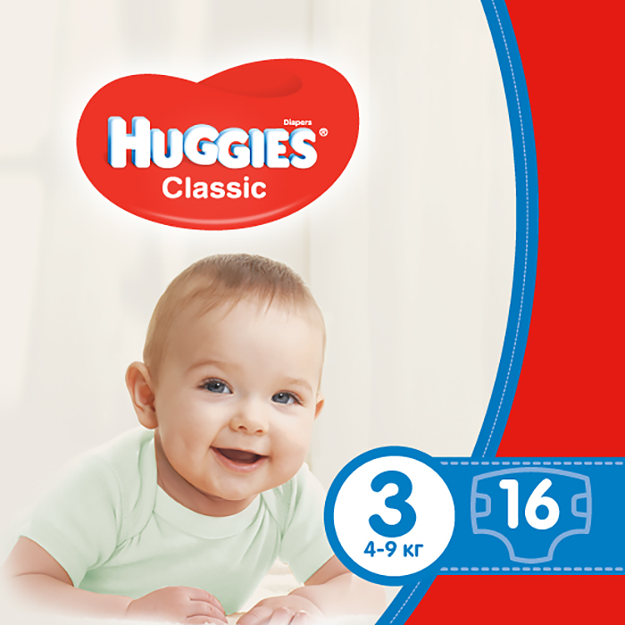 

Підгузки Huggies Classic розмір 3 (4-9 кг), 16 шт