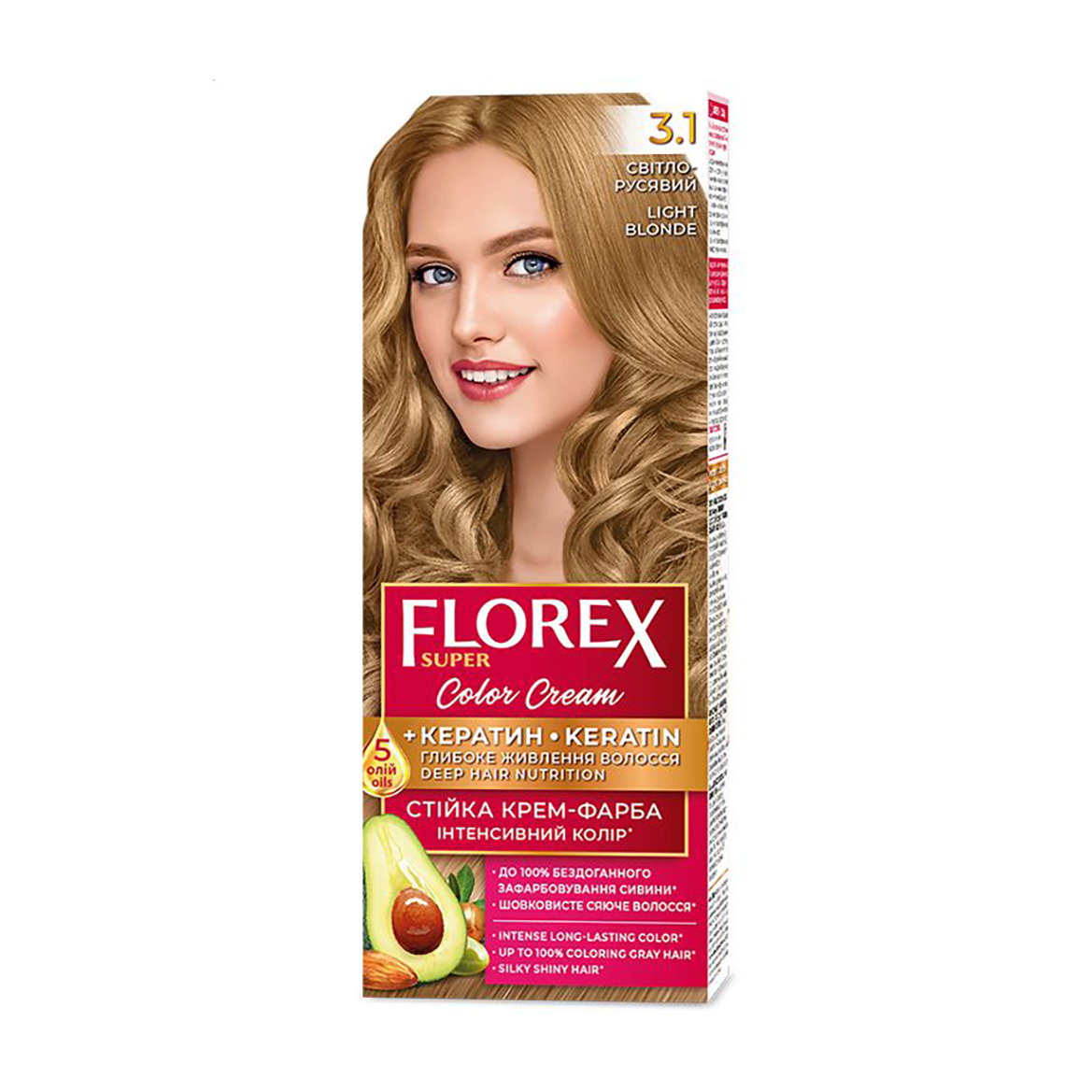 

Стійка крем-фарба для волосся Florex Super 3.1 Світло-русявий, 100 мл