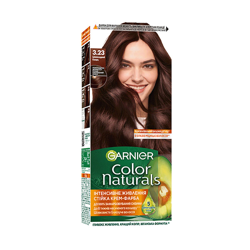 

Уцінка! Стійка крем-фарба для волосся Garnier Color Naturals з п'ятьма оліями, 3.23 Шоколадний кварц, 110 мл