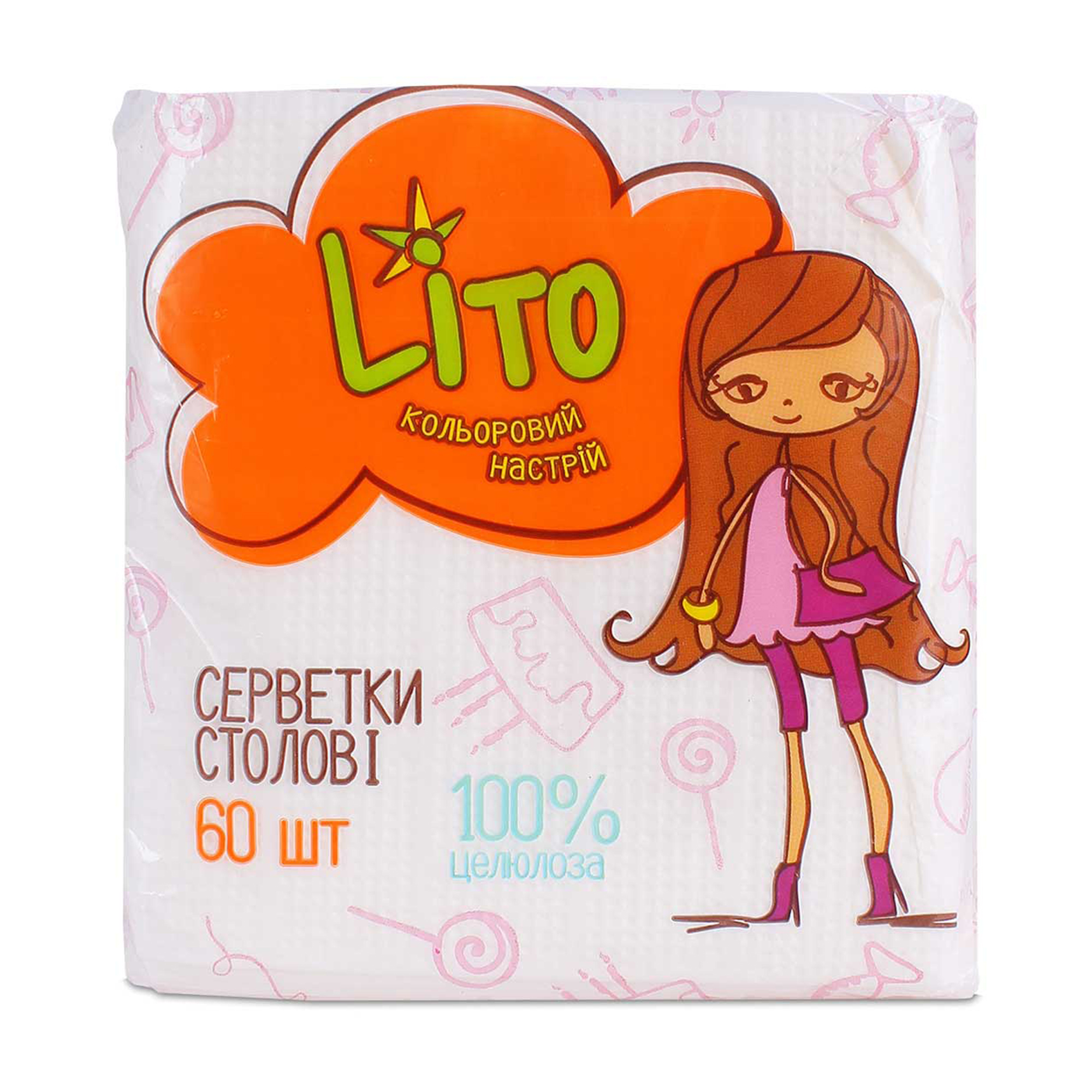 

Серветки столові Lito Кольоровий настрій, 1-шарові, 24*24 см, 60 шт