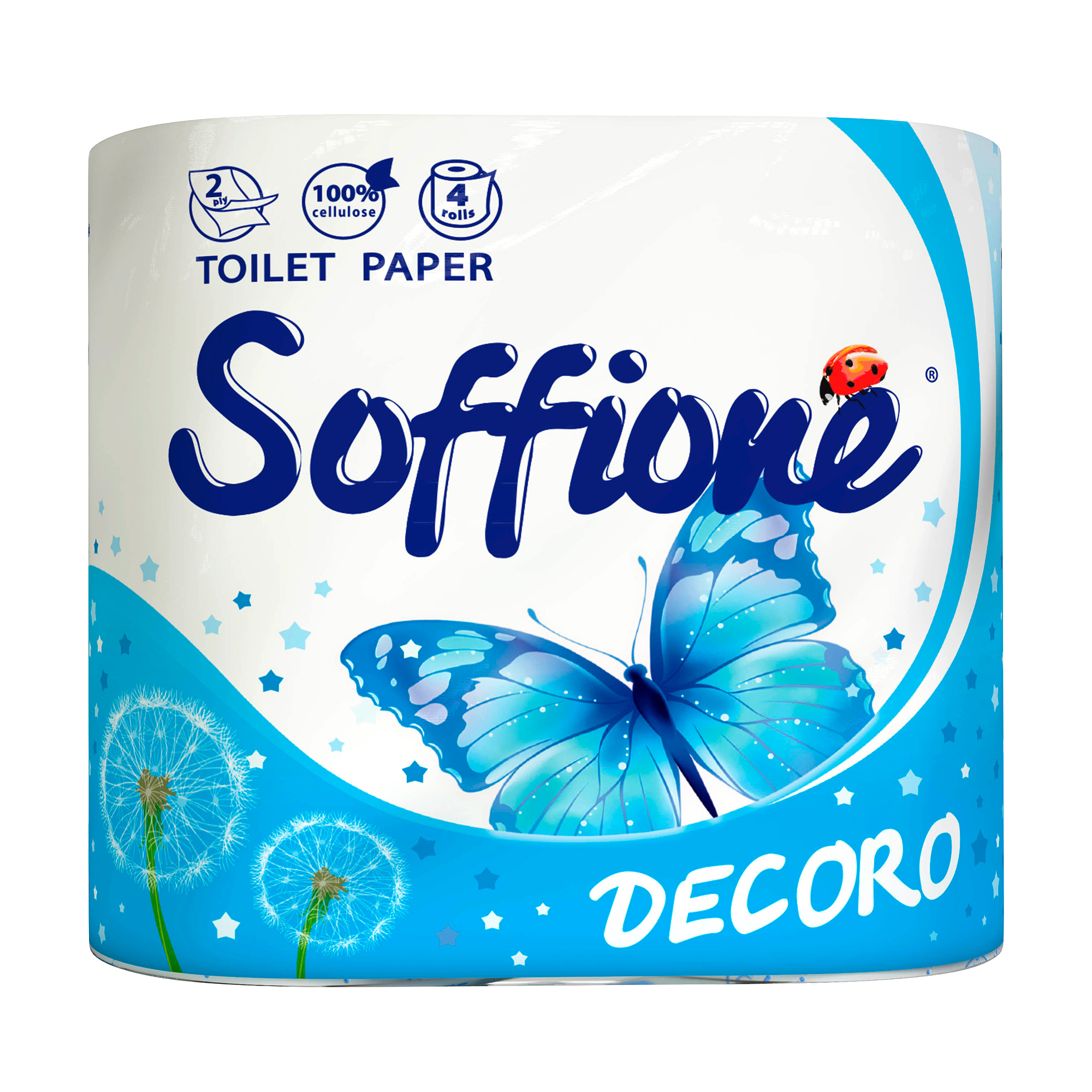 

Туалетний папір Soffione Decoro білий, 2-шаровий, 150 відривів, 4 рулони