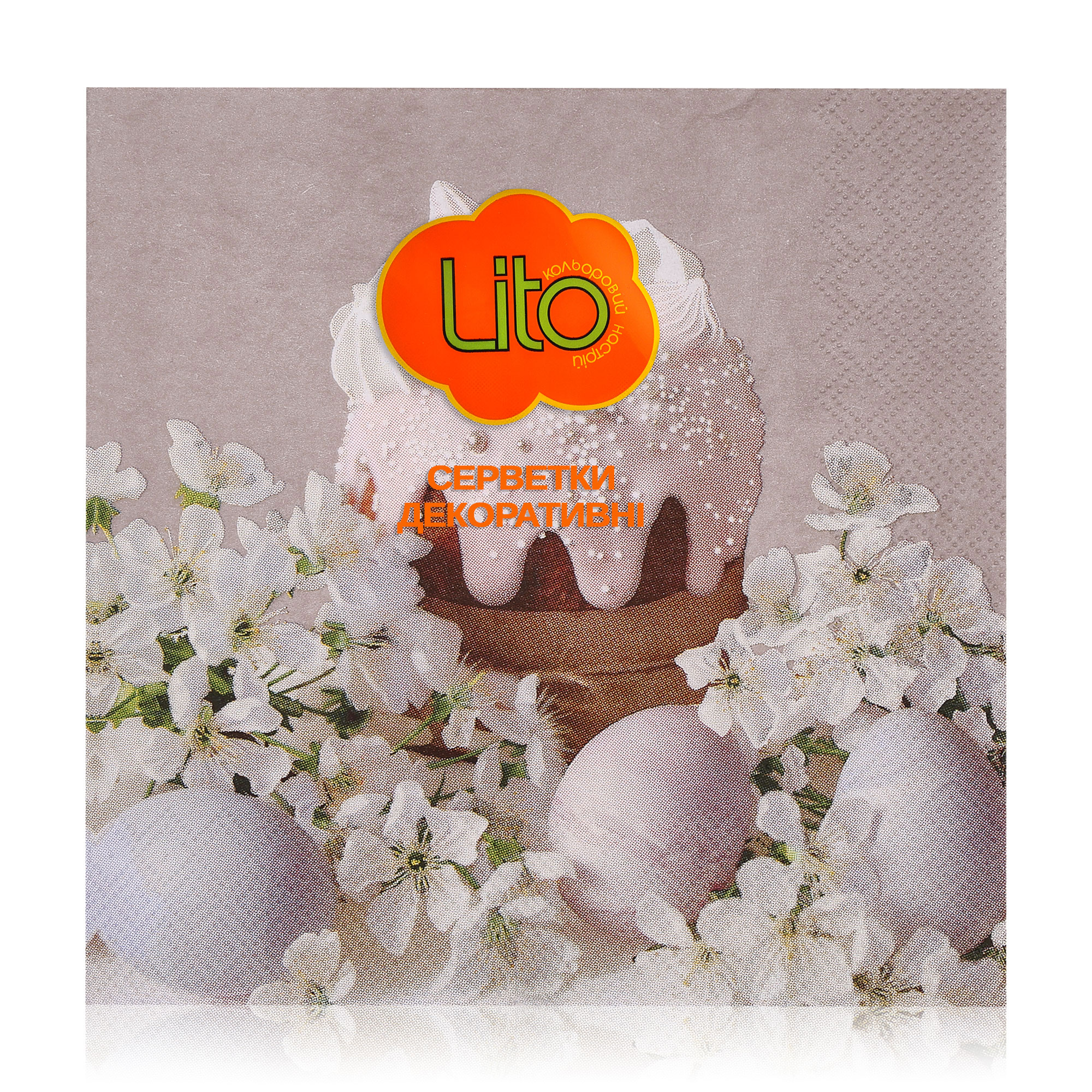 

Серветки декоративні Lito Паска з крашанками і квітами, 3-шарові, 33*33 см, 18 шт