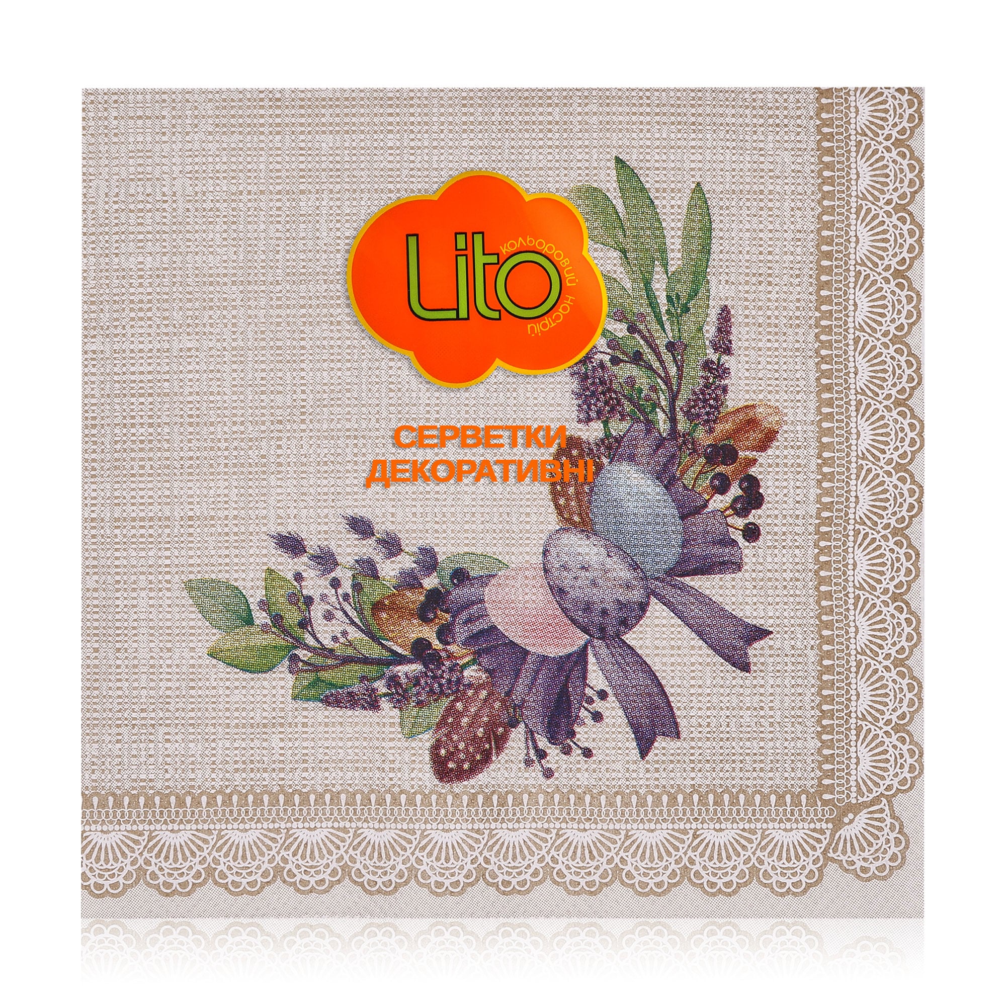 

Серветки декоративні Lito Пасхальна вишивка, мікс, 3-шарові, 33*33 см, 18 шт