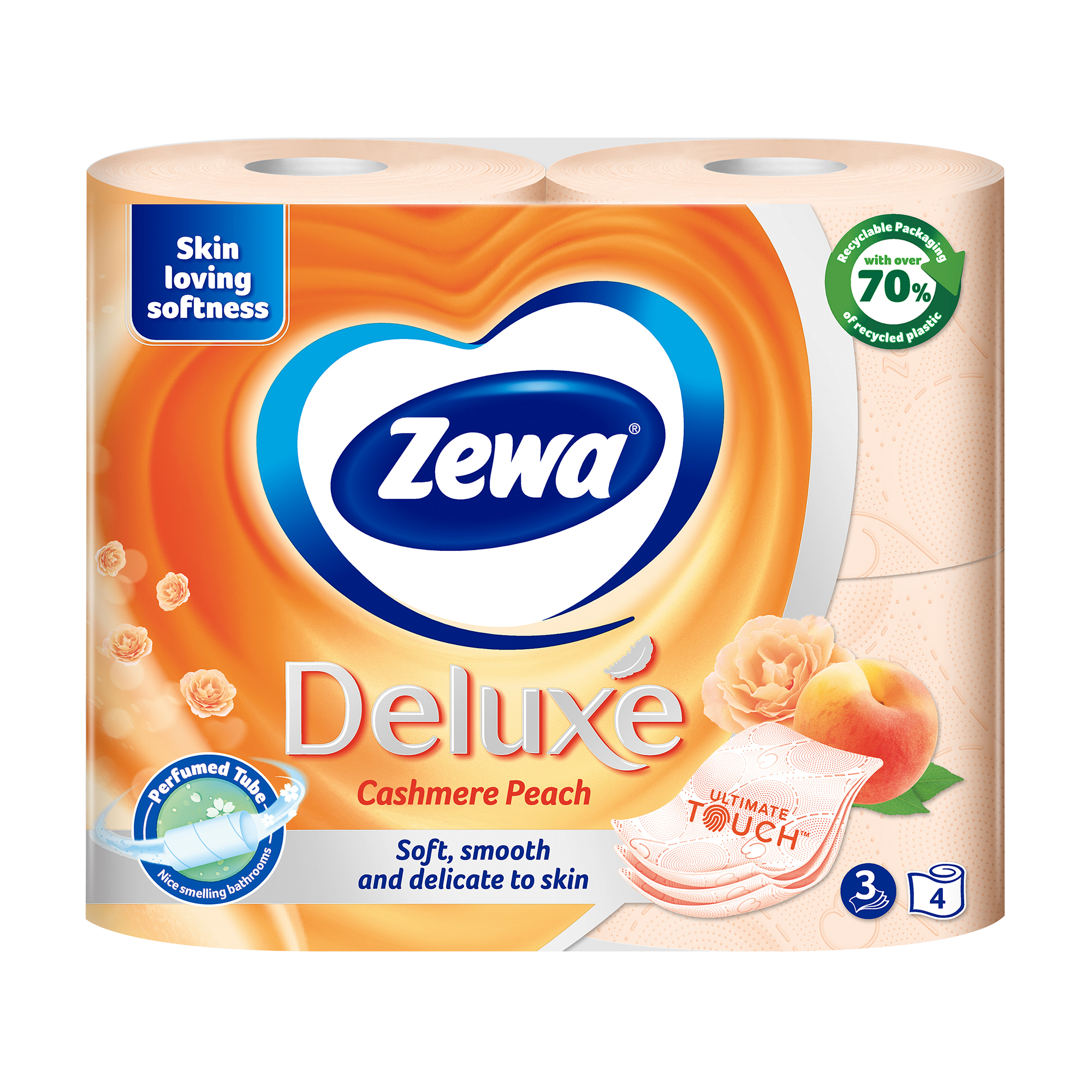 

Туалетний папір Zewa Deluxe Персик, 3-шаровий, 150 відривів, 4 рулони