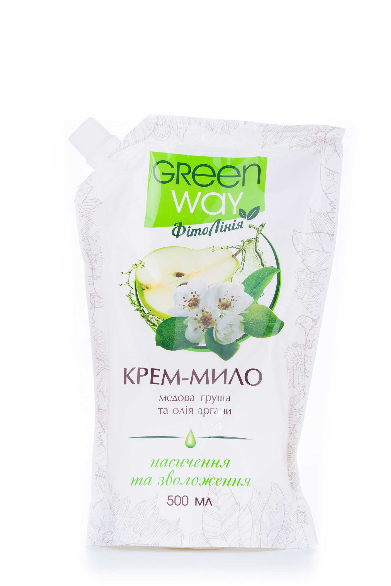 

Мило рідке Green Way з ніжним кремом екстракт груші і і масло Аргана дой-пак, 500 мл