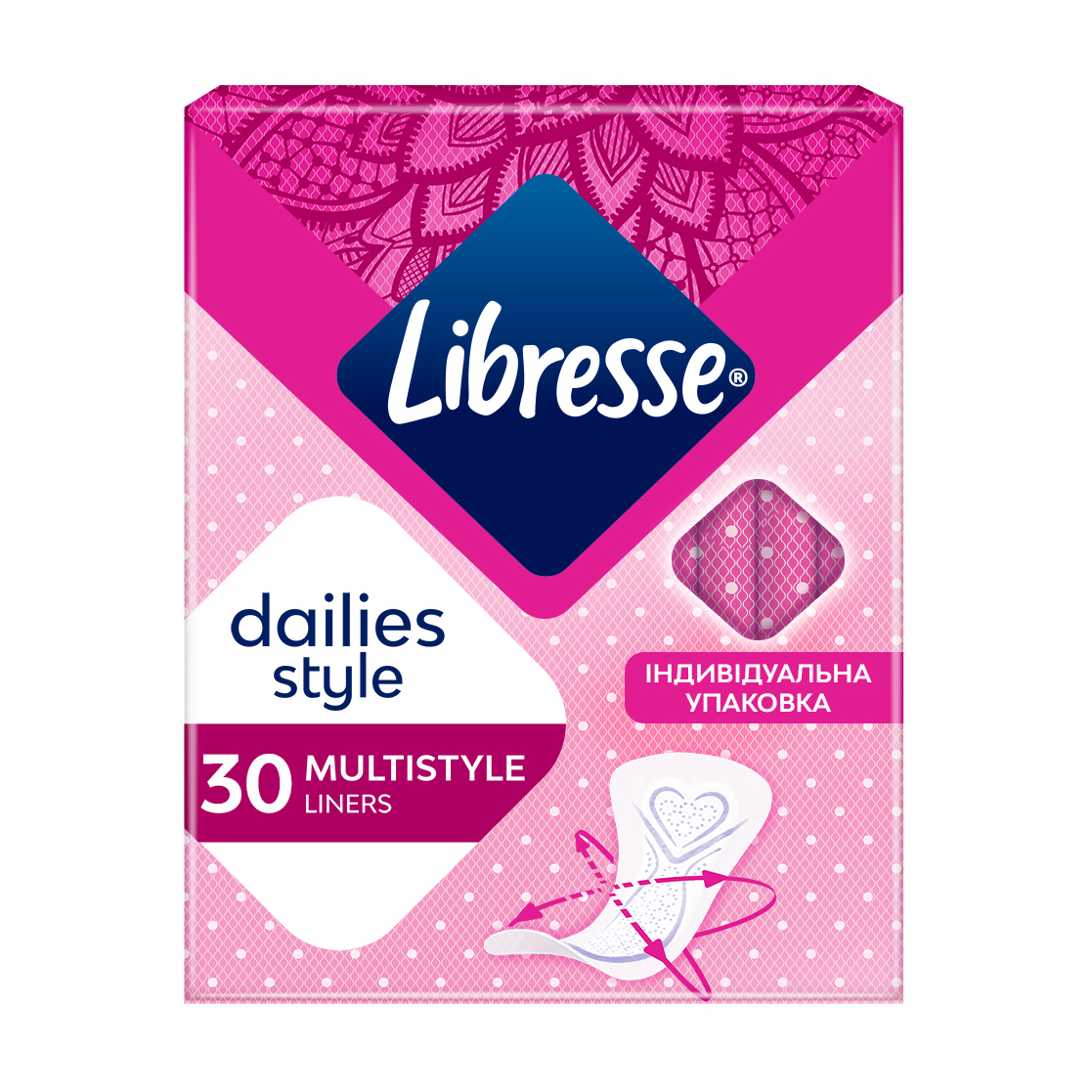 

Уцінка! Щоденні прокладки Libresse Dailies Style Multistyle для будь-якої білизни, 30 шт