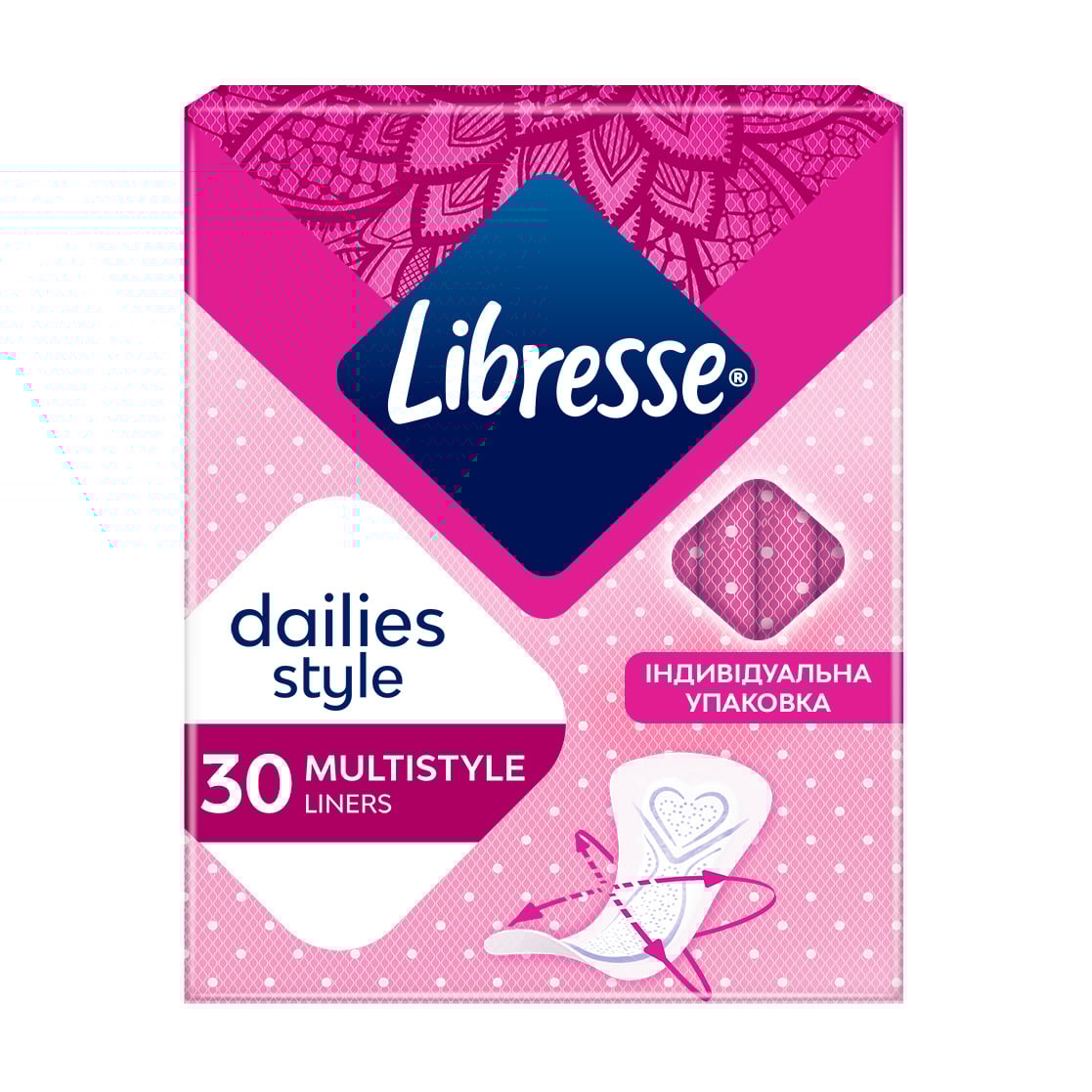 

Щоденні прокладки Libresse Dailies Style Multistyle для будь-якої білизни, 30 шт