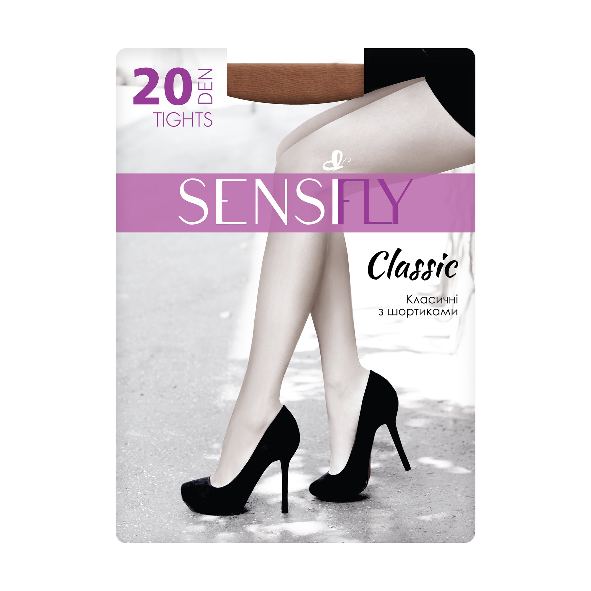 

Колготки жіночі Sensi fly Classic з шортиками, 20 DEN, чорні, розмір 3