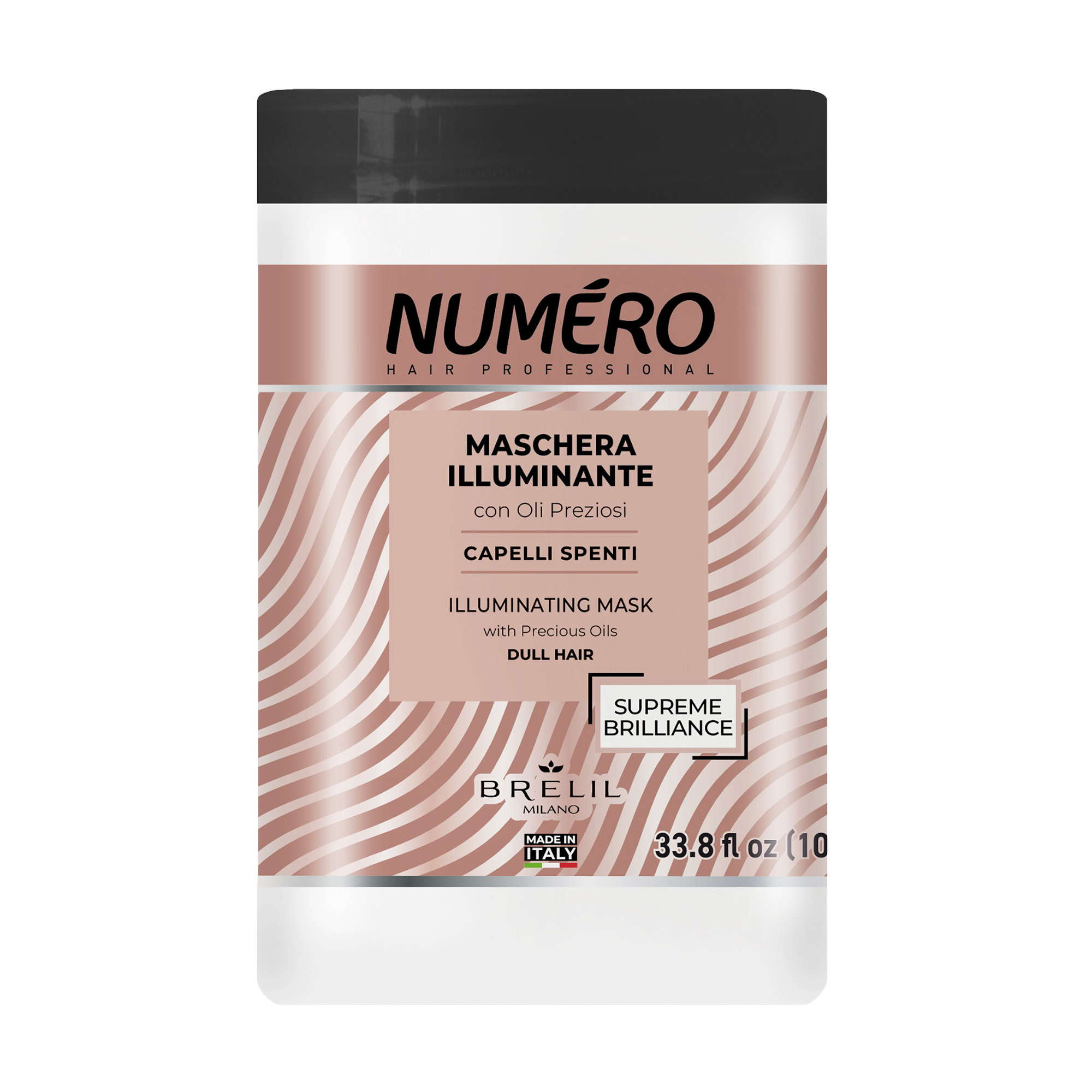

Маска Brelil Numero Supreme Brilliance Illuminating Mask для блиску волосся, на основі цінних олій, 1 л