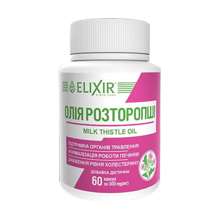 

Олія розторопші Еліксір 300 мг, 60 капсул