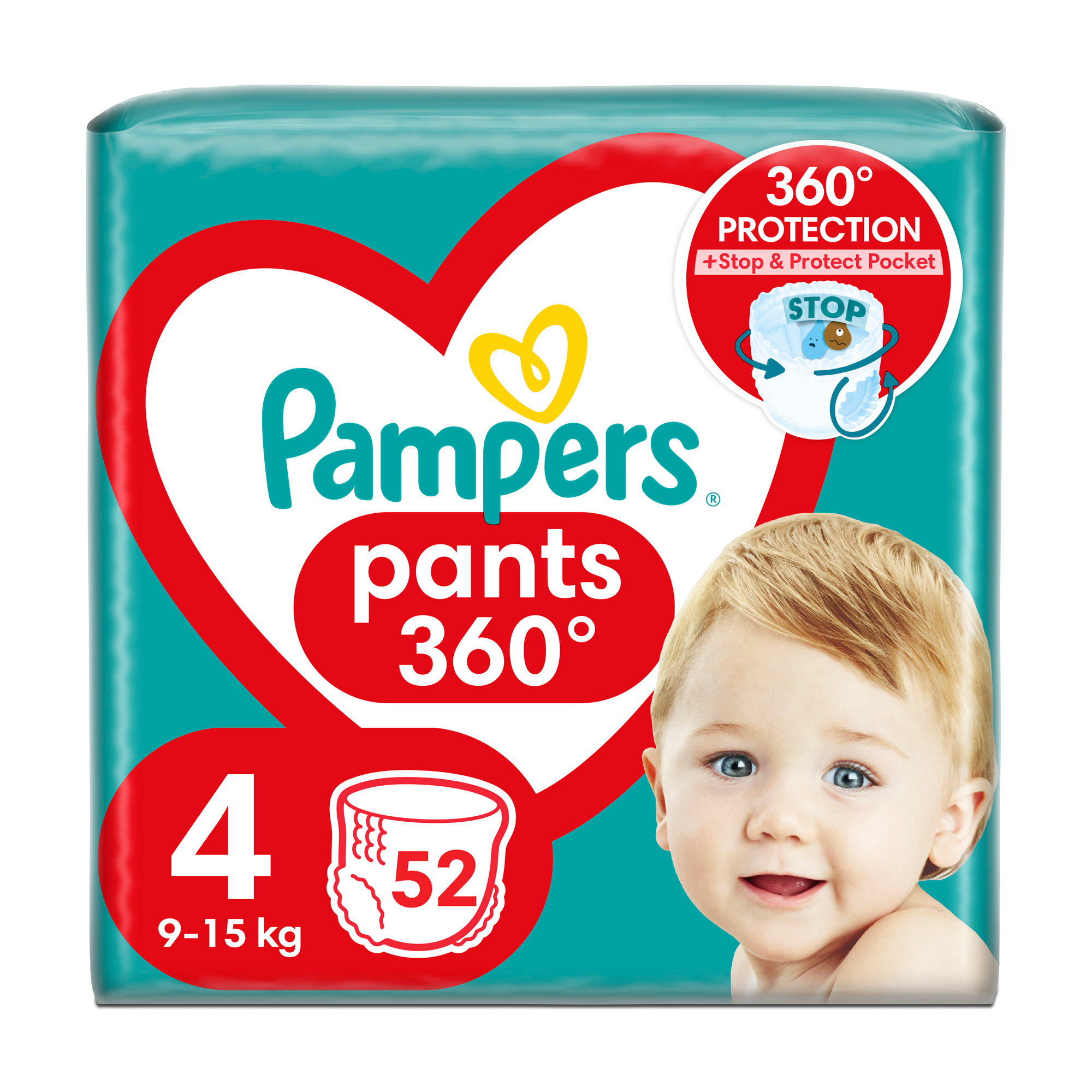 

Уцінка! Підгузки-трусики Pampers Pants розмір 4 (9-15 кг), 52 шт