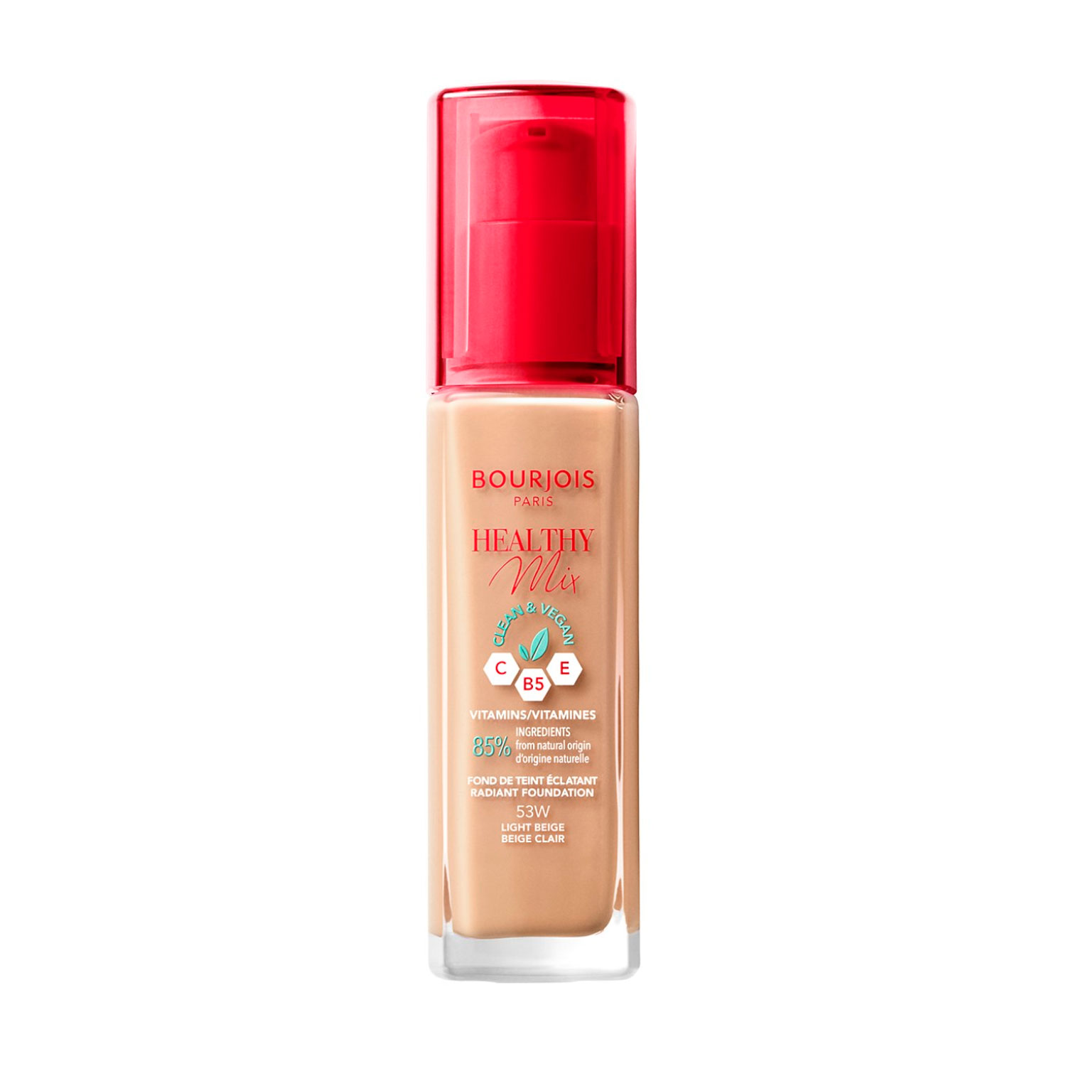 

Тональна основа для обличчя Bourjois Healthy Mix Anti-Fatigue Foundation 16H з вітамінами C, E, B5, 53W Light Beige, 30 мл