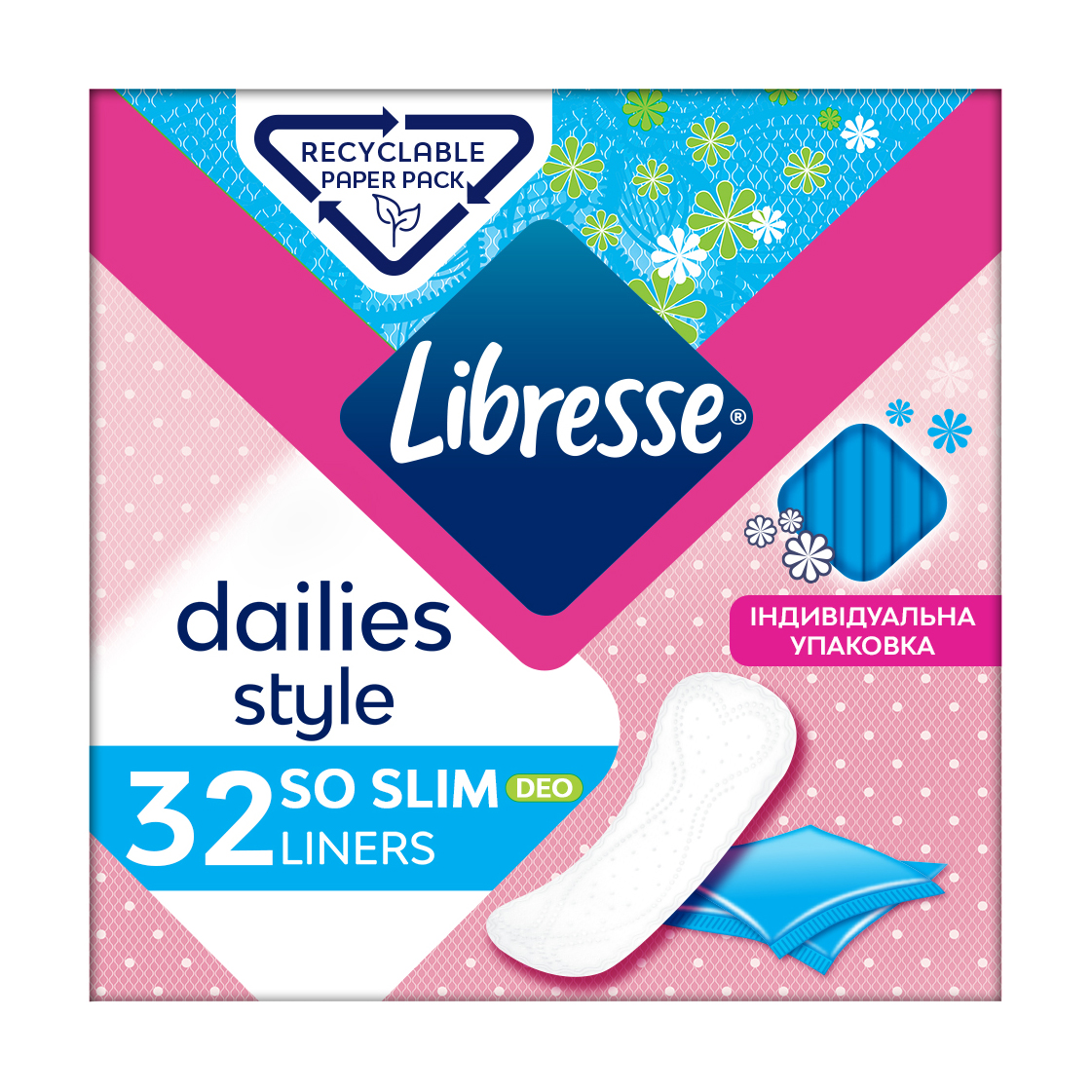 

Уцінка! Щоденні прокладки Libresse Dailies Style Normal Deo ультратонкі з ароматом, 32 шт
