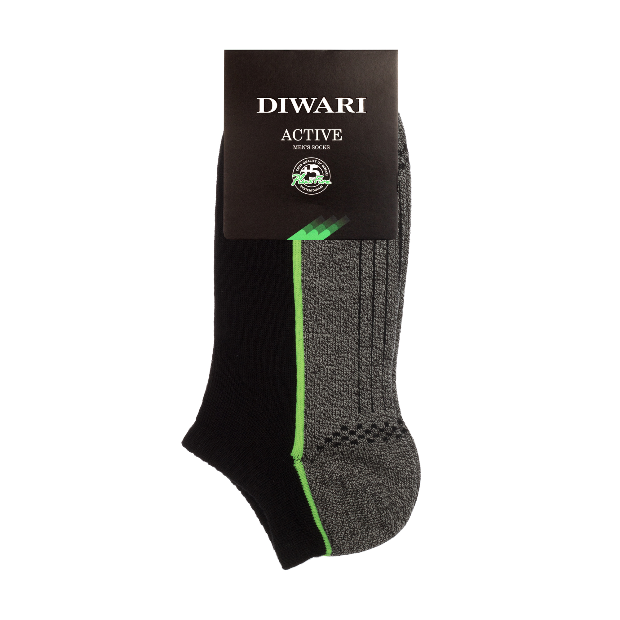 

Шкарпетки чоловічі Diwari Active 15С-44СП 044 ультракороткі, чорний/темно-сiрий, розмір 27