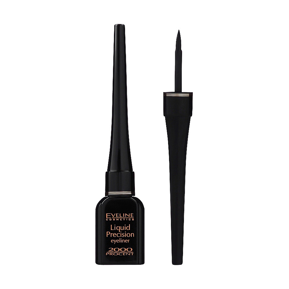 

Водостійка матова підводка для очей Eveline Cosmetics Liquid Precision Eyeliner 2000 Procent Waterproof чорна, 4 мл