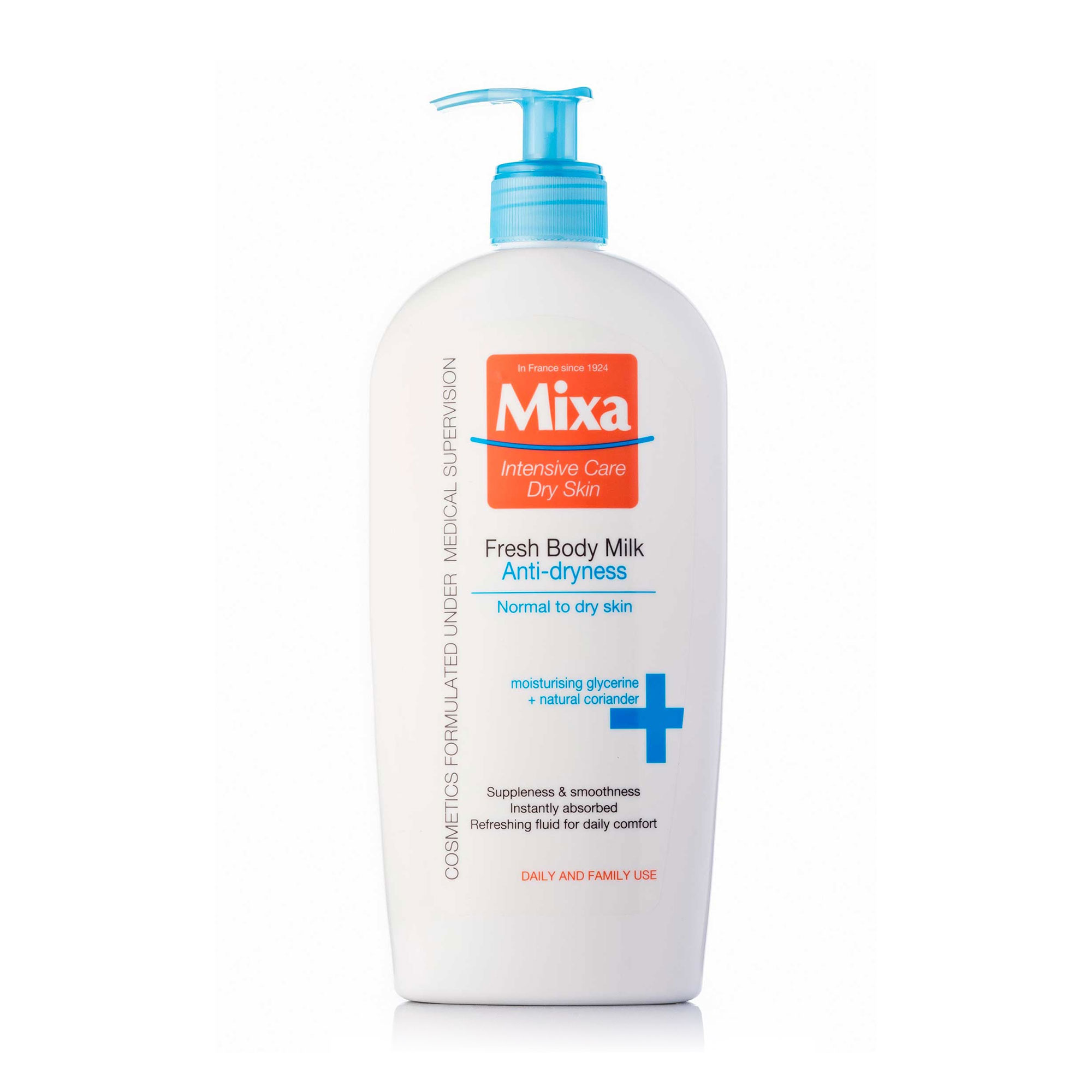 

Зволожувальне молочко для тіла Mixa Intensive Care Dry Skin Fresh Body Milk для нормальної та сухої чутливої шкіри, 400 мл