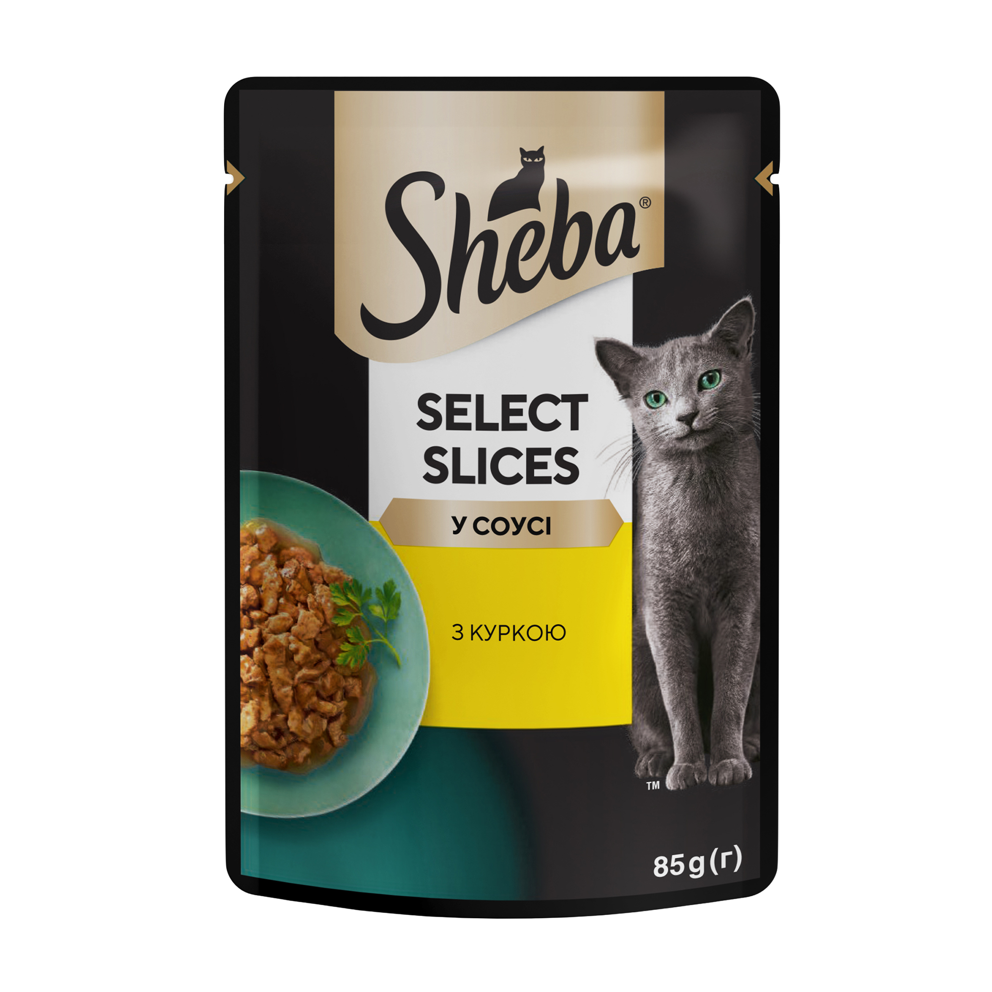 

Вологий корм для кішок Sheba Select Slices у соусі, з куркою, 85 г