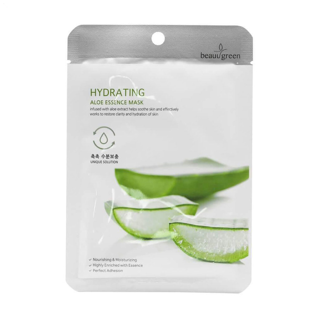 

Уцінка! Зволожувальна тканинна маска для обличчя BeauuGreen Hydrating Aloe Essence Mask з екстрактом алое, 23 г