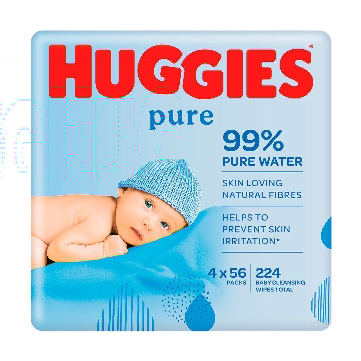 

Дитячі вологі серветки Huggies Pure для немовлят, 4*56 шт