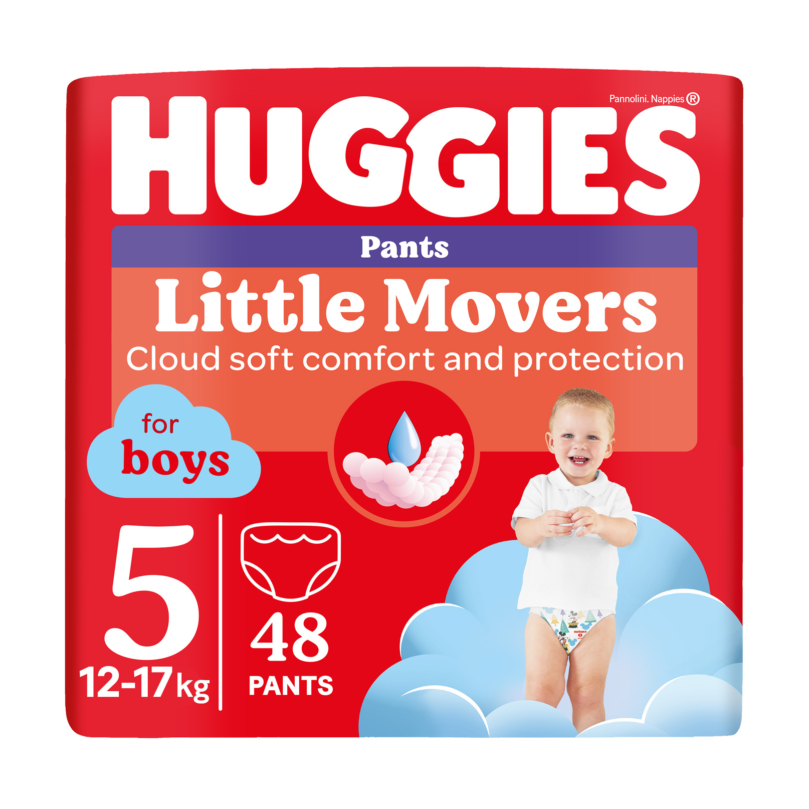 

Уцінка! Підгузки-трусики Huggies Little Movers Pants для хлопчиків, розмір 5 (12-17 кг), 48 шт