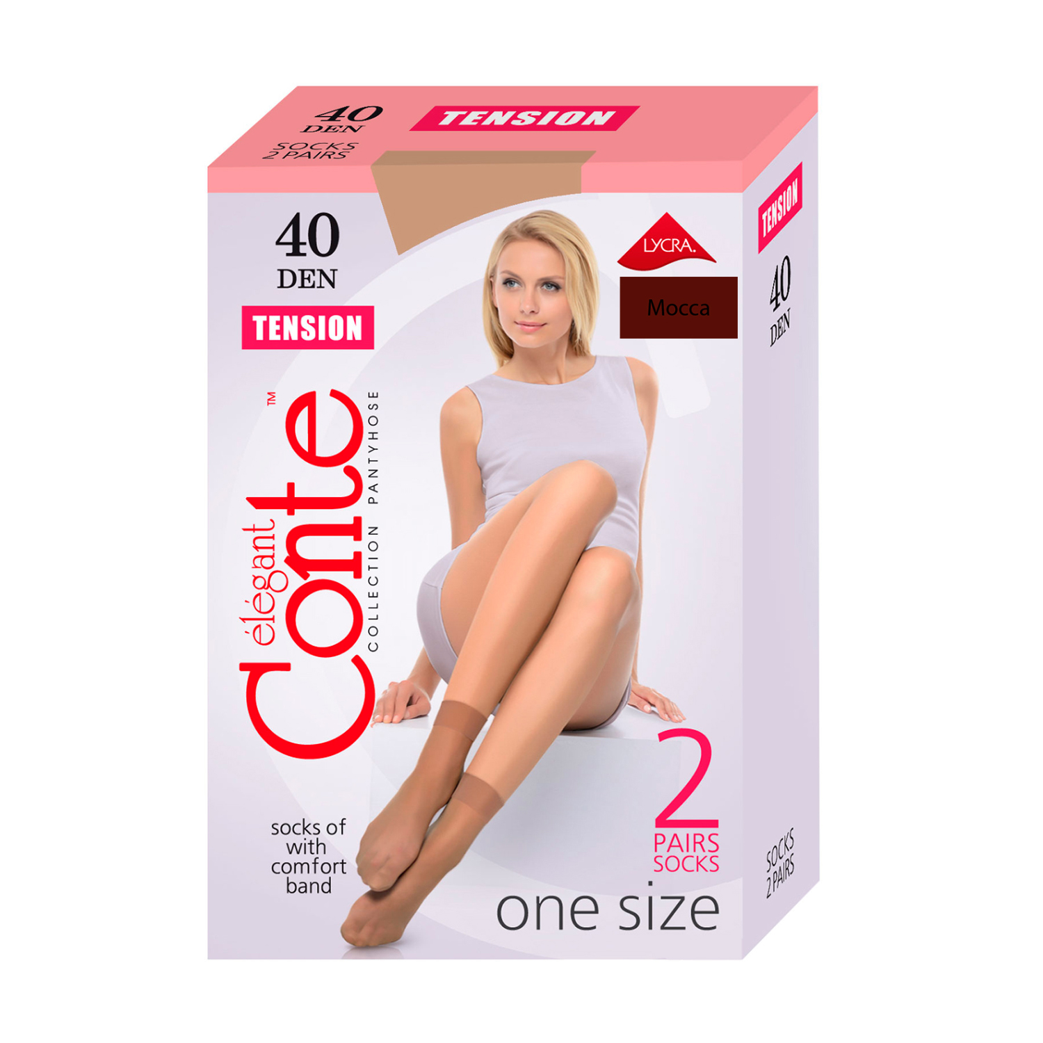 

Шкарпетки жіночі фантазійні Conte elegant Tension 40 DEN, Mocca, 2 пари
