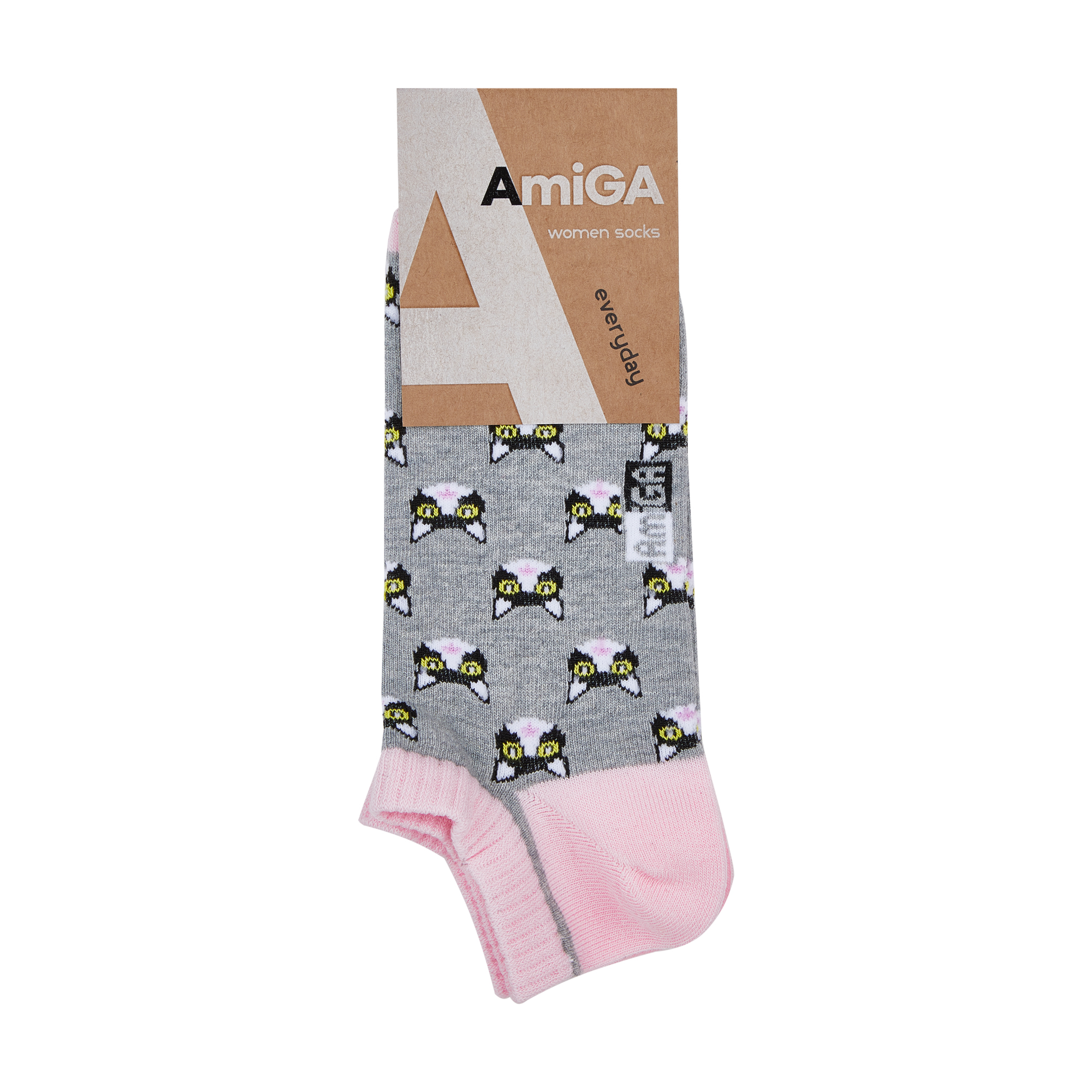 

Шкарпетки жіночі AmiGA укорочені, кицька, сірий меланж, розмір 23-25