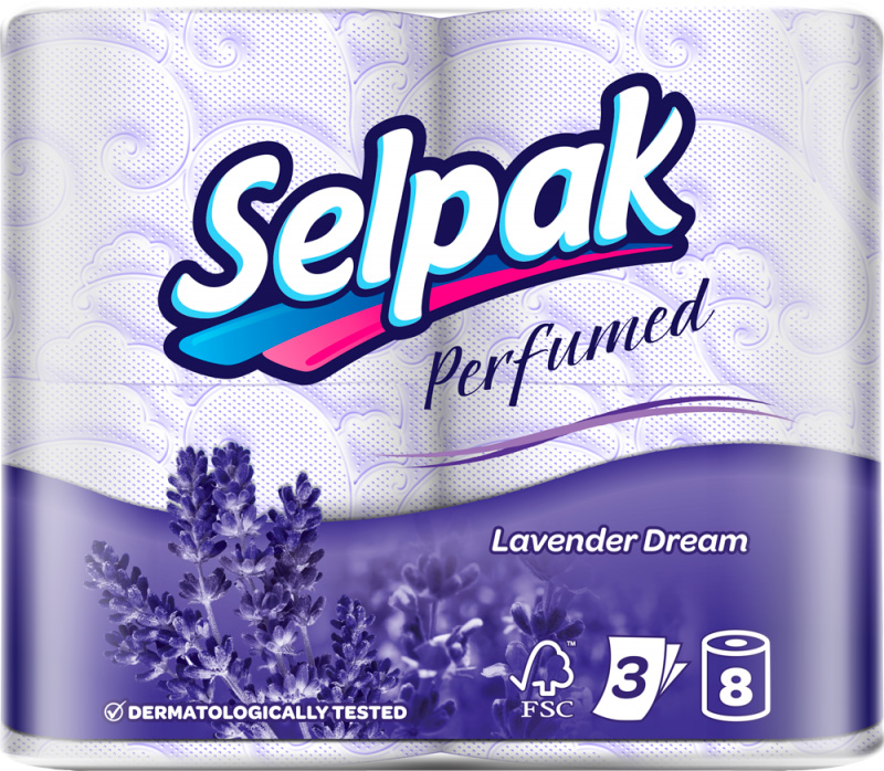 

Туалетний папір Selpak perfumed кольоровий лаванда, 8 шт.