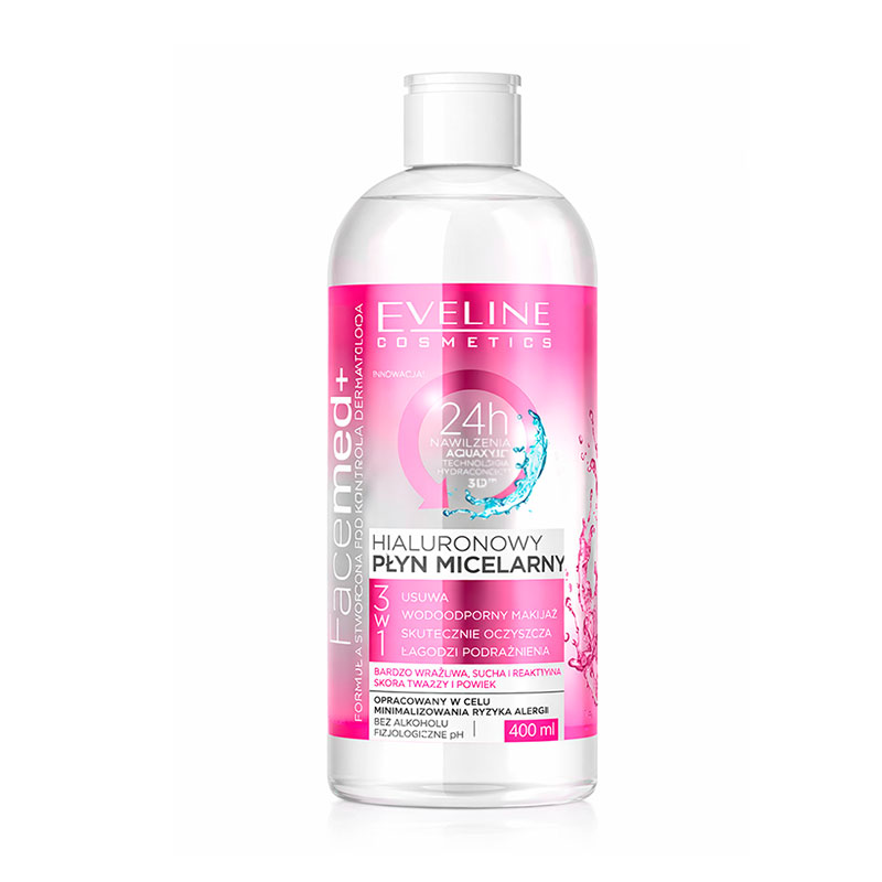 

Уцінка! Гіалуронова міцелярна вода Eveline Cosmetics Facemed + 3 в 1 для сухої, чутливої, подразненої шкіри, 400 мл