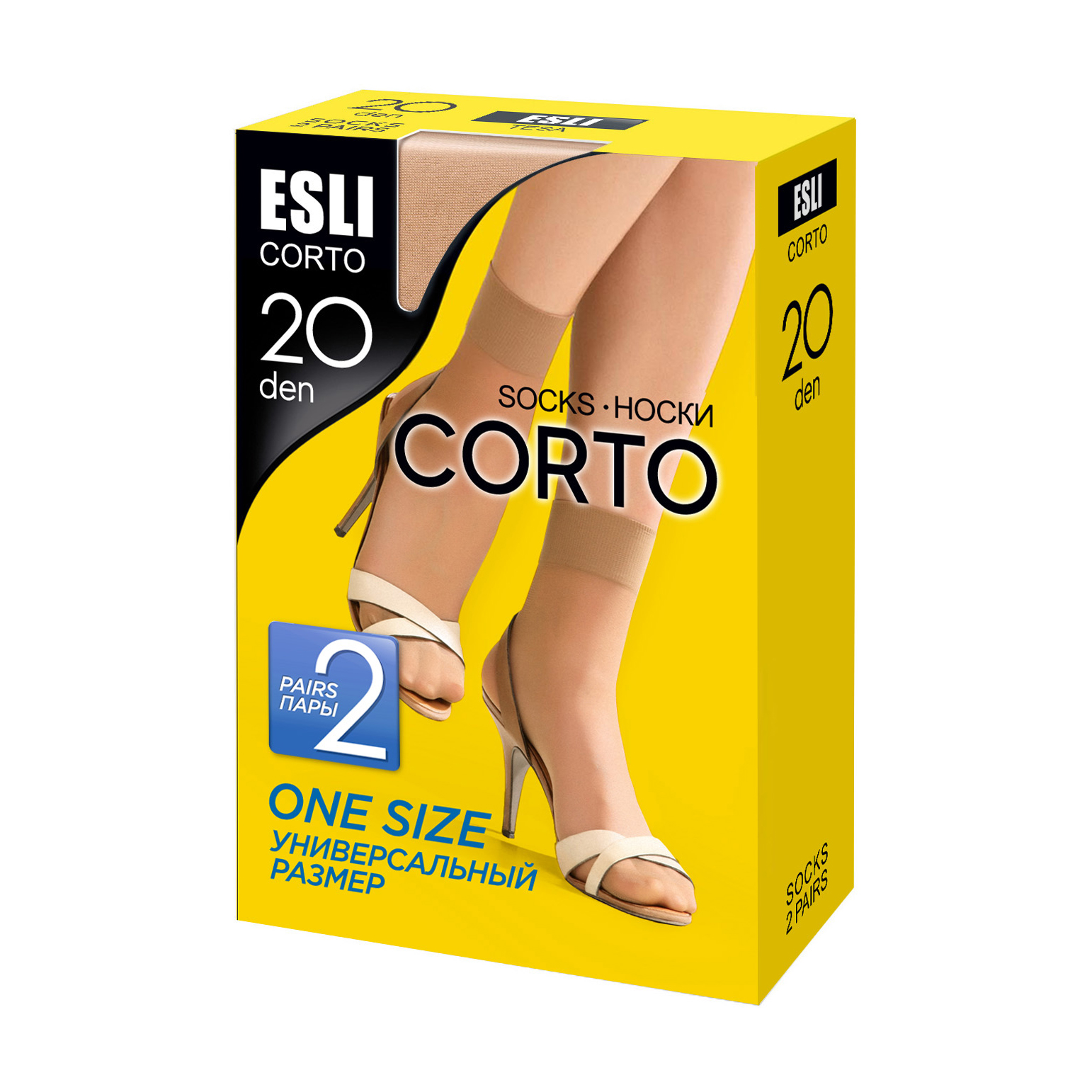 

Шкарпетки жіночі Esli Corto 20 DEN, Nero, розмір 23-25, 2 пари