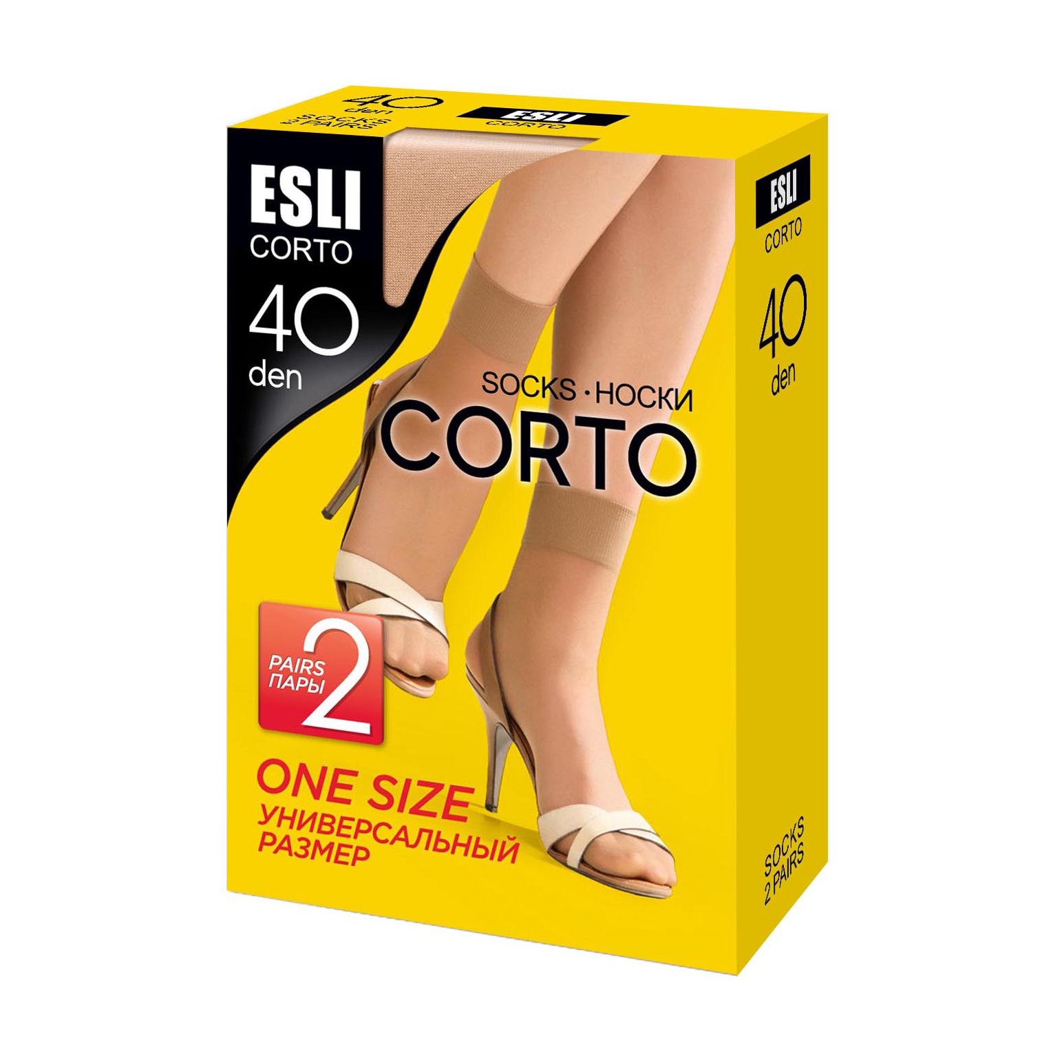 

Шкарпетки жіночі Esli Corto 40 DEN, Nero, розмір 23-25, 2 пари