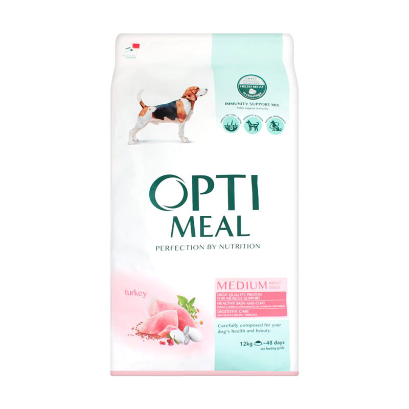 

Уцінка! Сухий повнораціонний корм для собак середніх порід Optimeal зі смаком індички, 12 кг