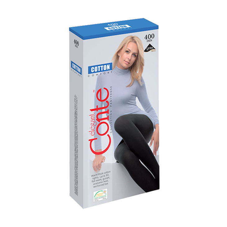 

Бавовняні колготки жіночі Conte elegant Cotton 400 DEN, Nero, розмір 5
