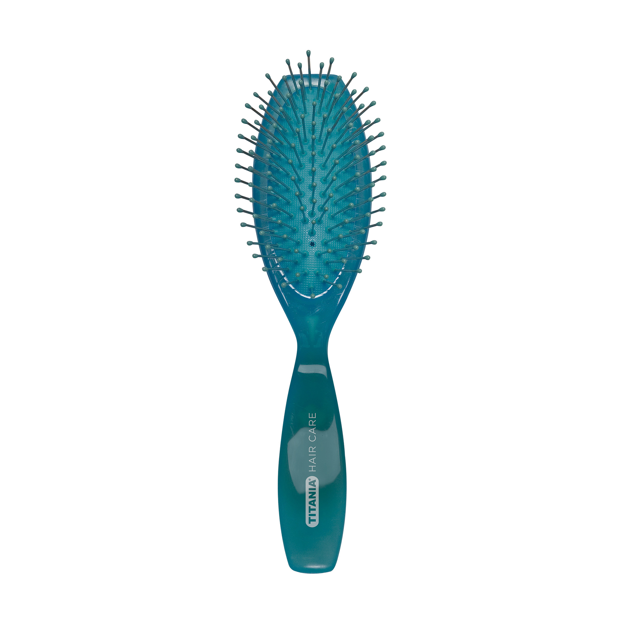 

Щітка для волосся Titania, масажна, бірюзова, 9 рядів (1824)