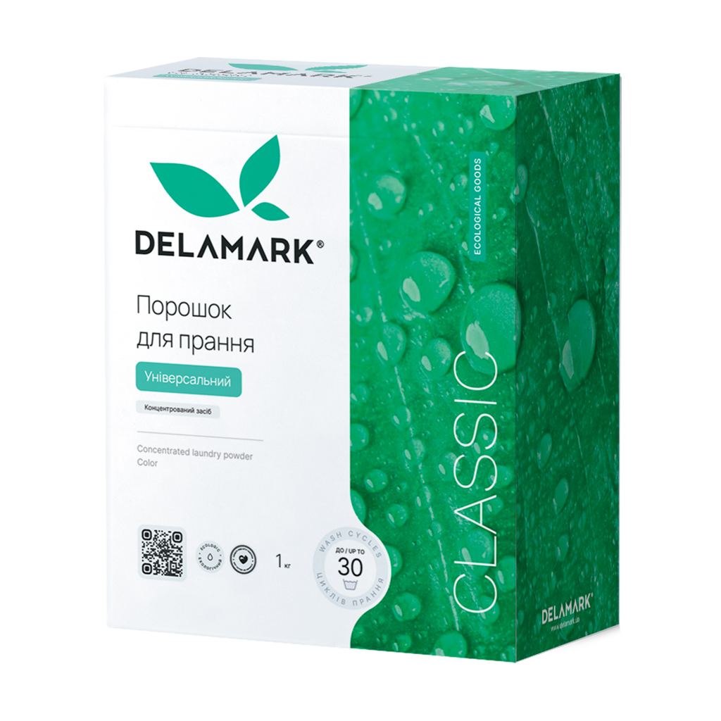 

Пральний порошок Delamark Universal 30 циклів прання, 1 кг